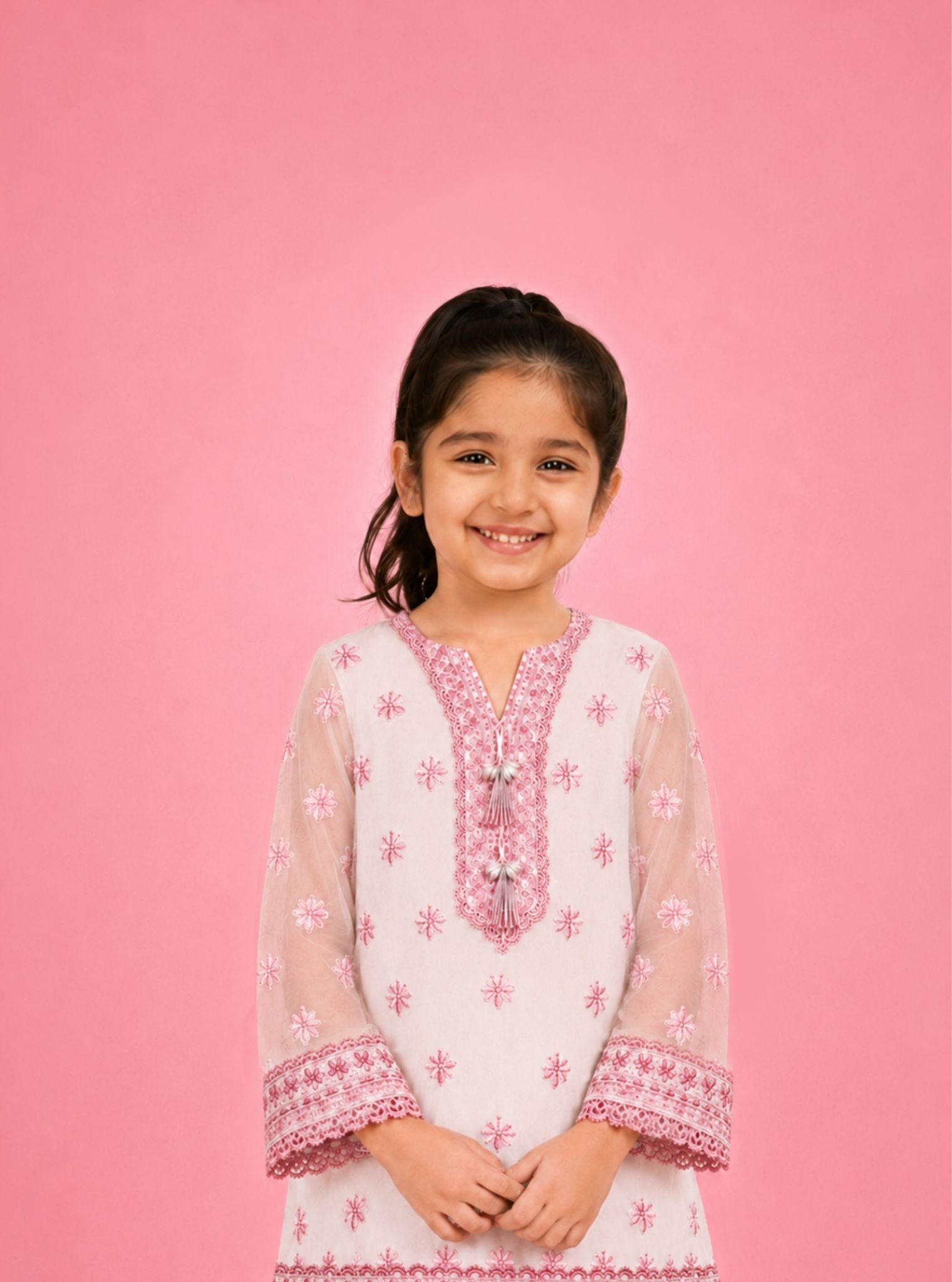 Sirae Organza Printed Off White Kurta Set