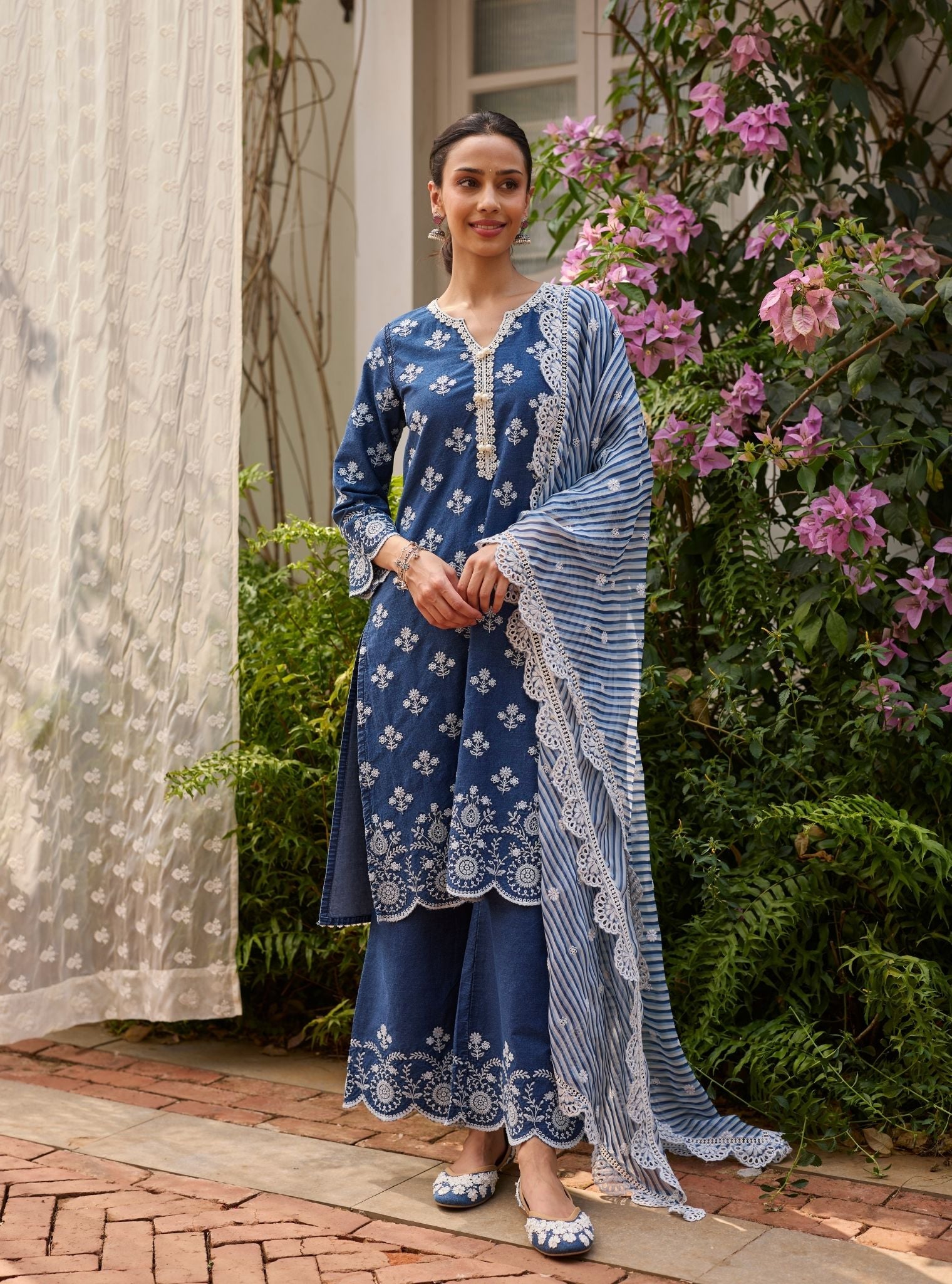 Bhairavi Denim Navy Kurta Set