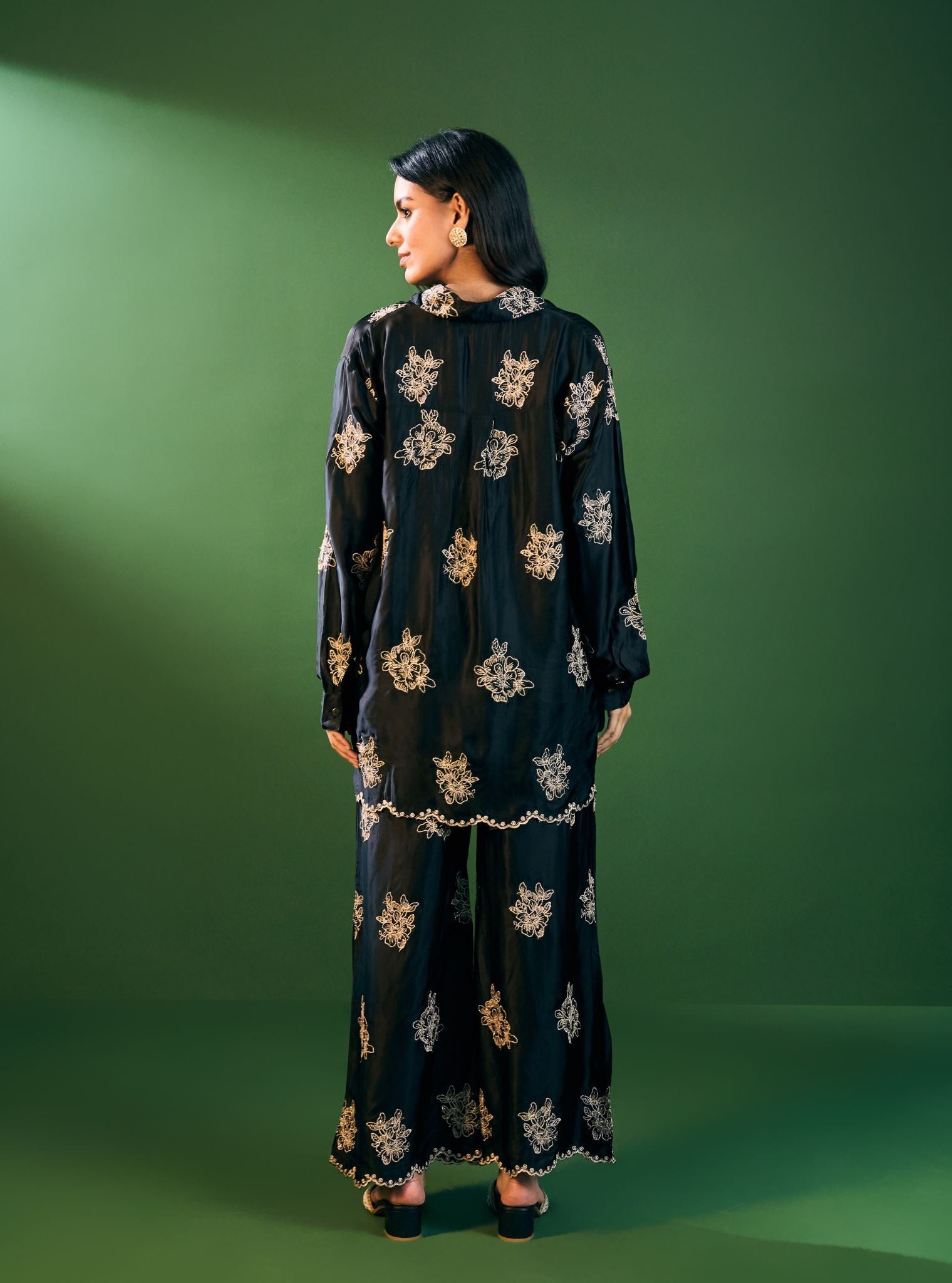 Mulmul Cupro Satin Mireille Black Shirt With Mulmul Cupro Satin Mireille Black Pant