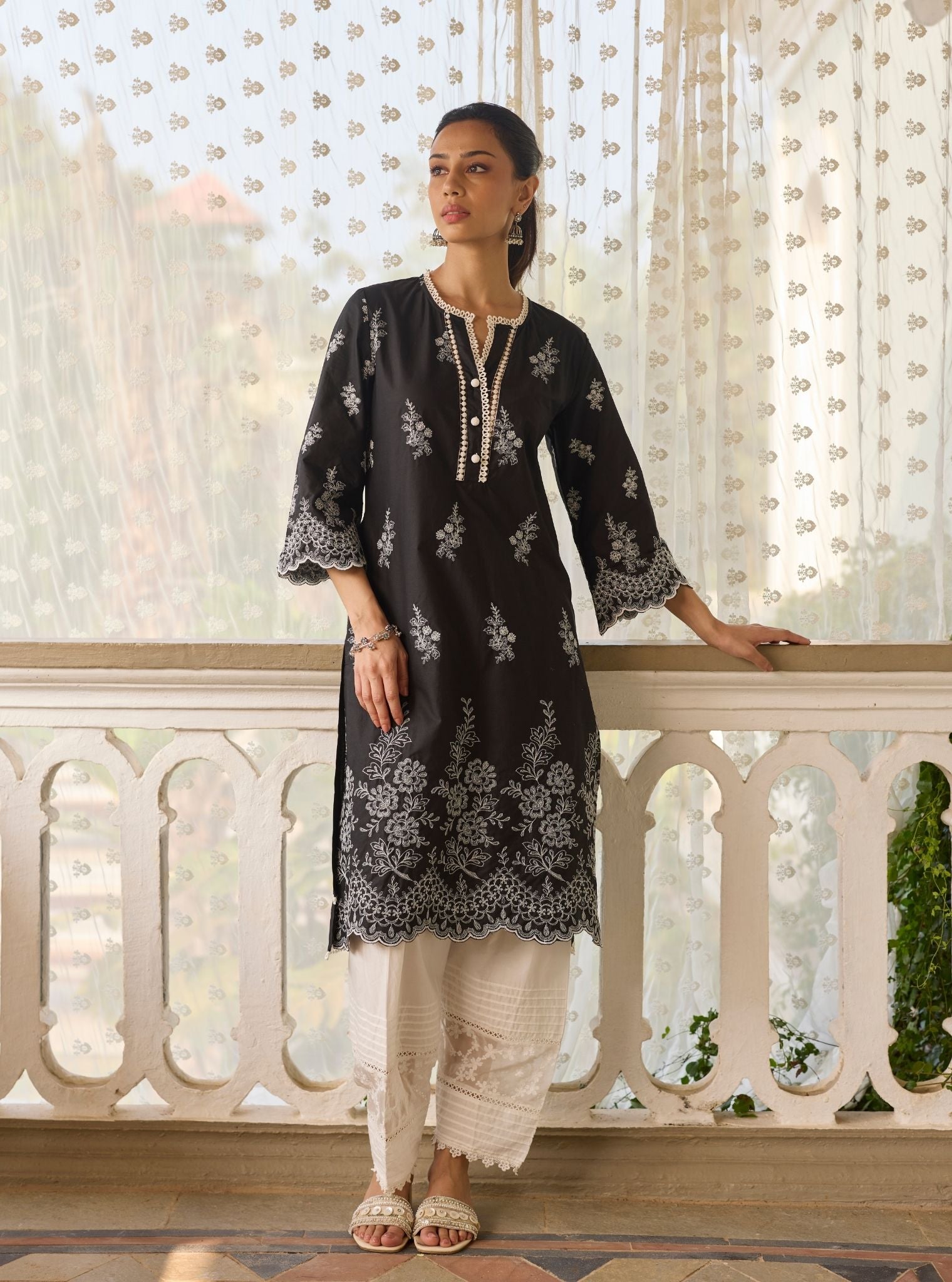 Moon Light Supima Cotton Black Kurta Set