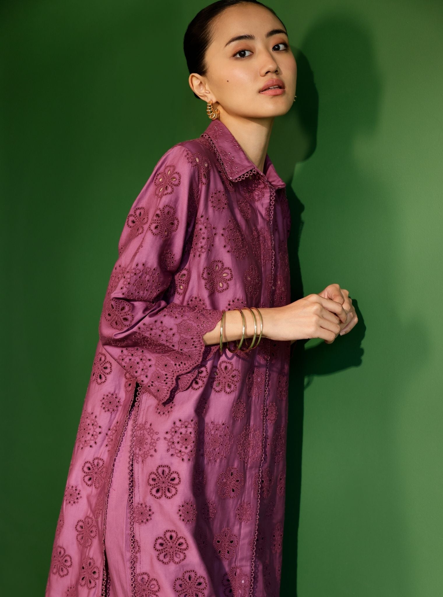 Mulmul Pima Satin Harriet Grape Kurta with Mulmul Pima Satin Harriet Grape Pant