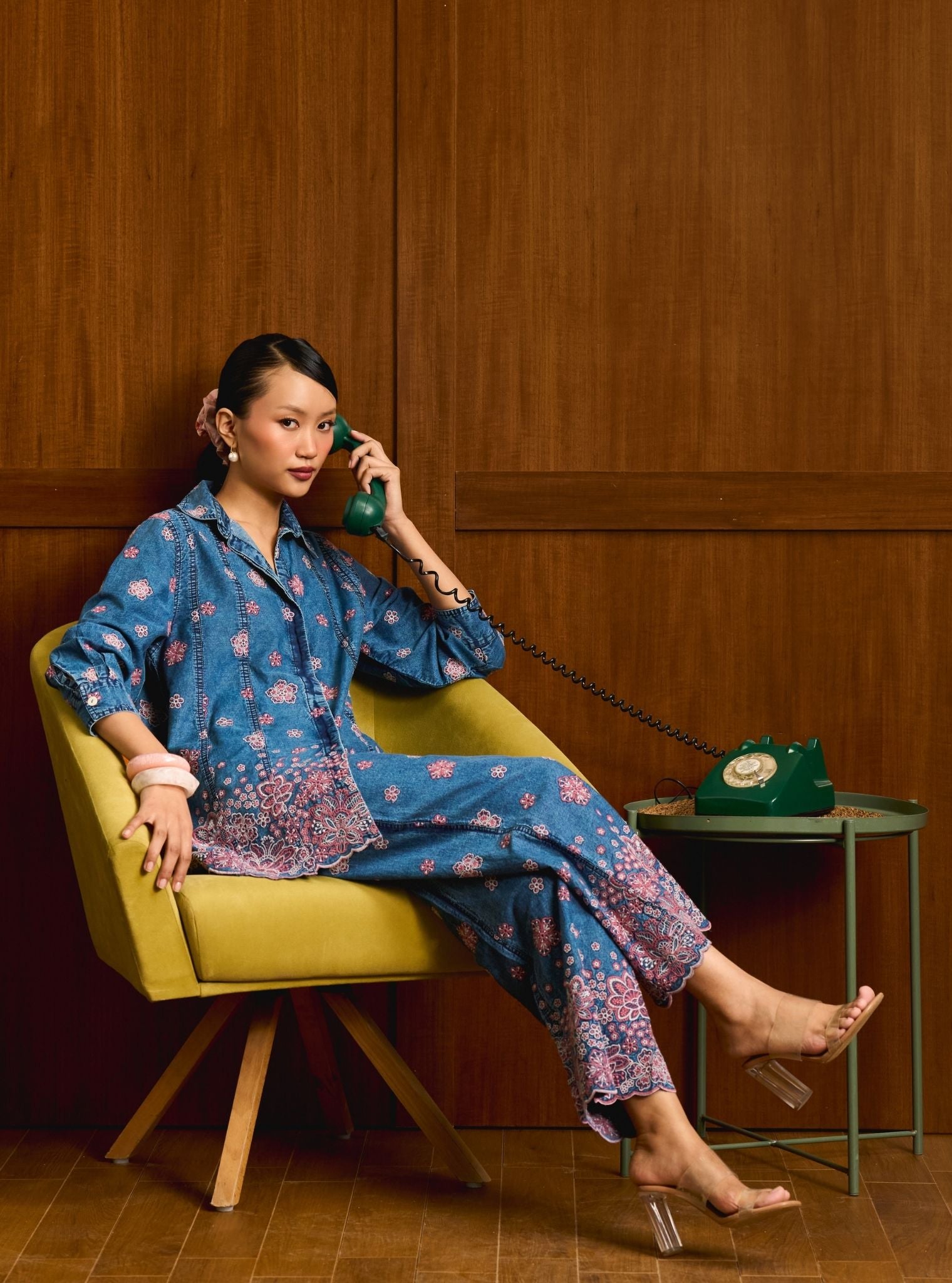 Taneira Denim Pink Shirt Set