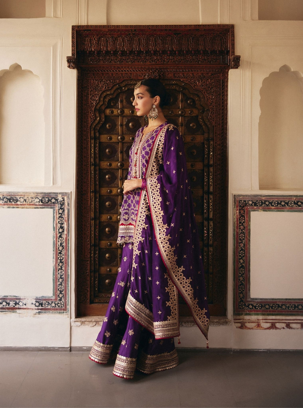 Kanti Pima Satin Purple Garara Set