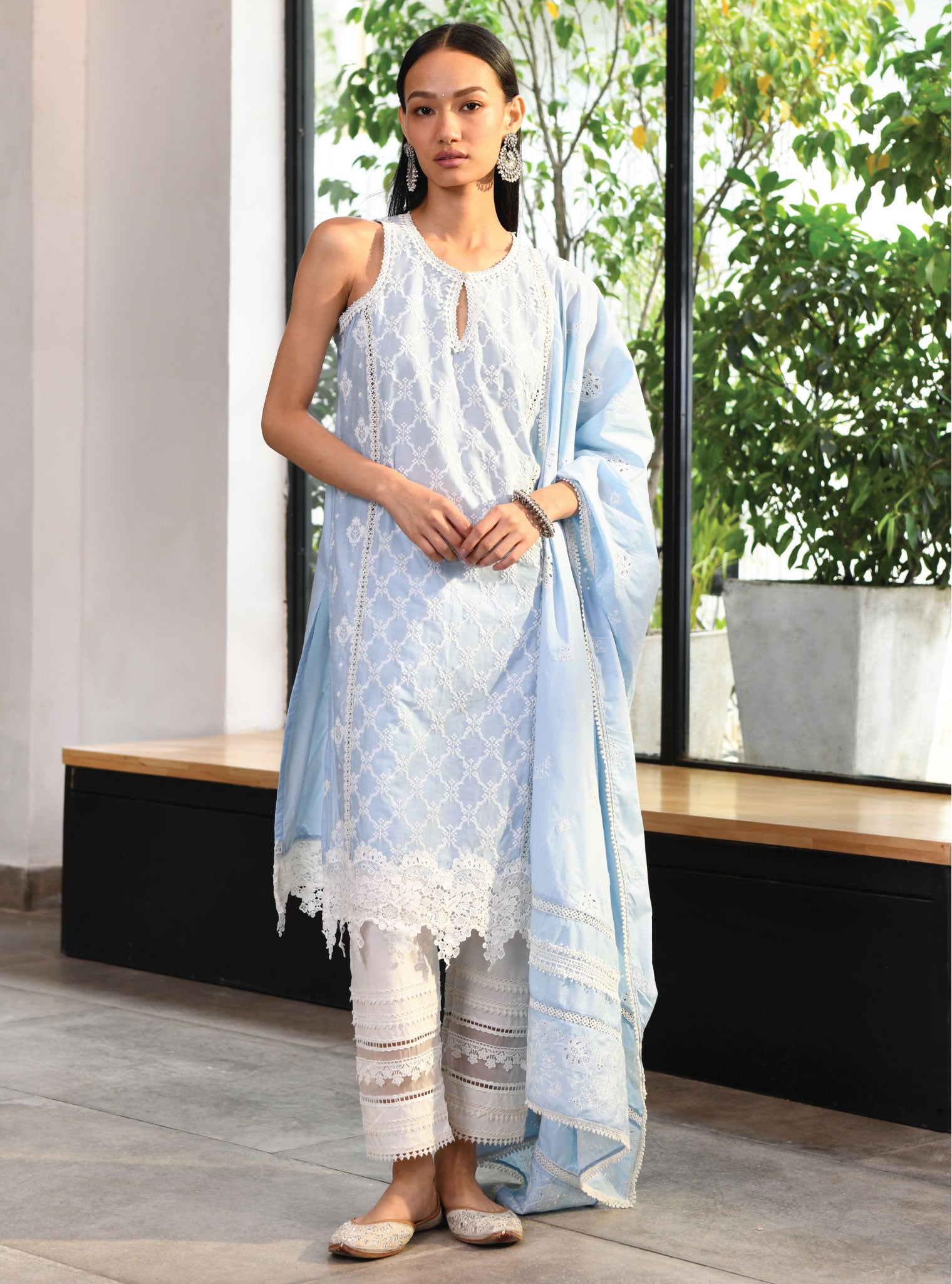 Mulmul Cotton Truro Blue Dupatta