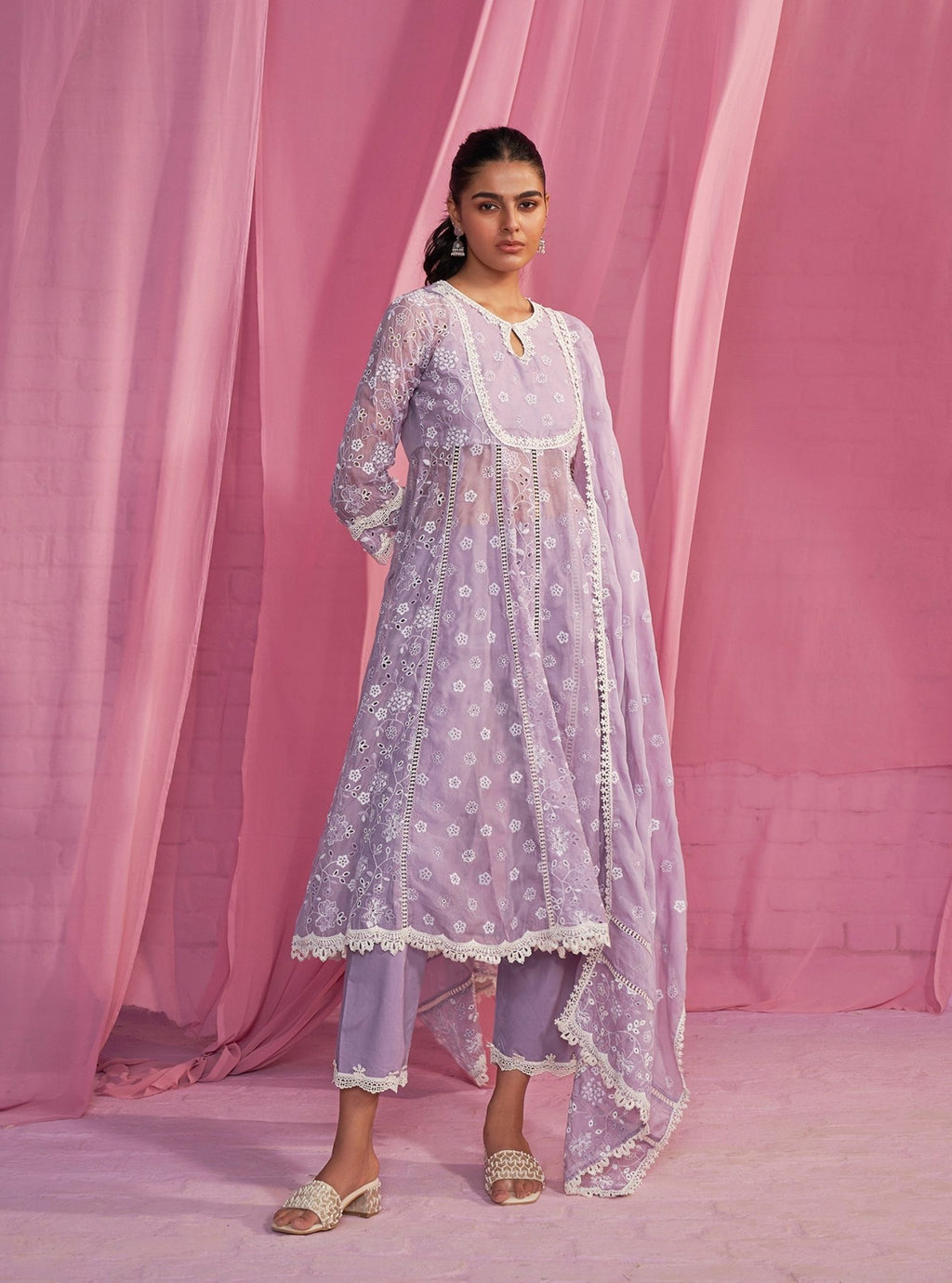 Mulmul Organza Printed Avarni Denim Dupatta main image 1
