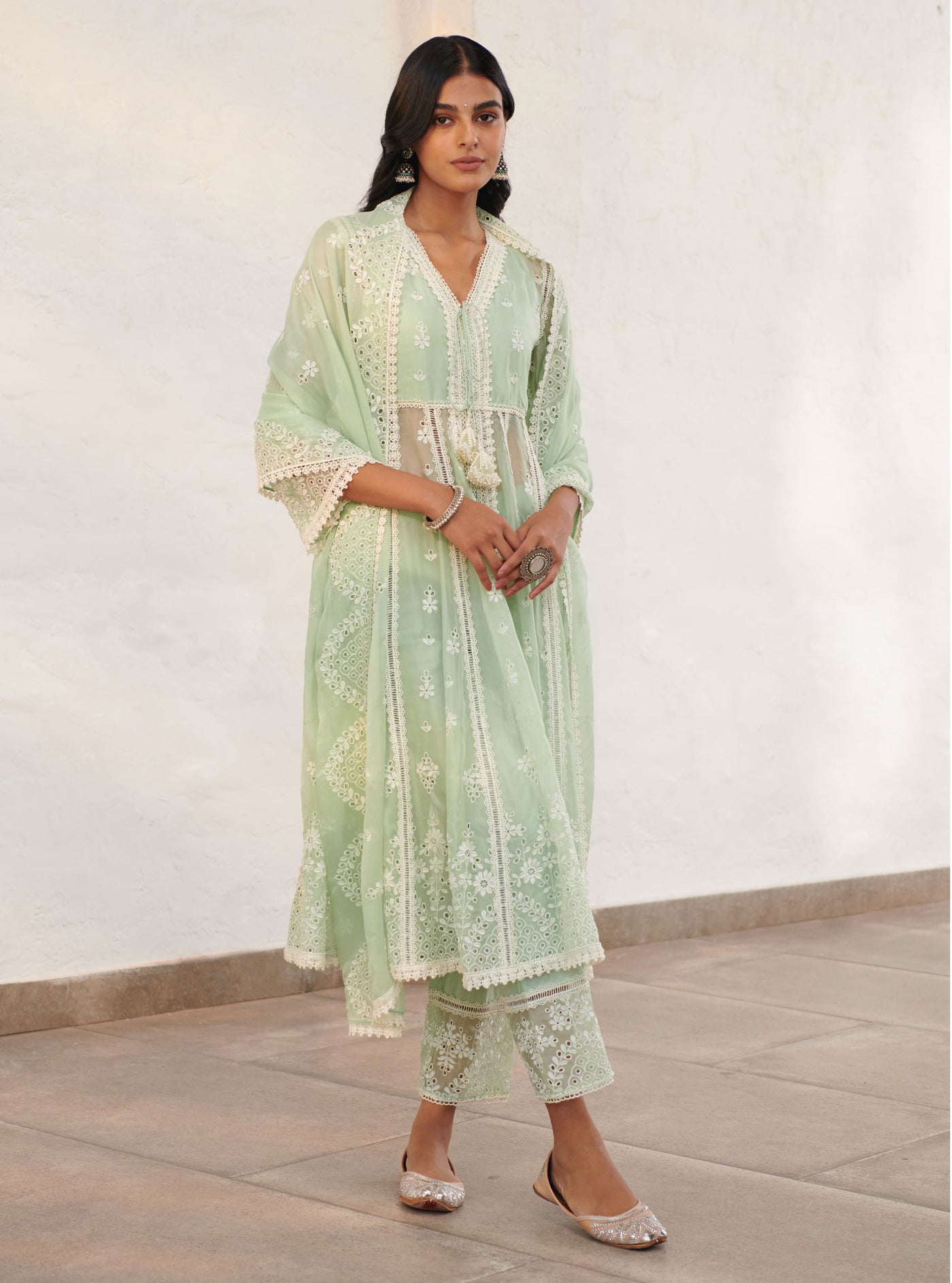 Sheffield Organza Lilac Anarkali Kurta Set