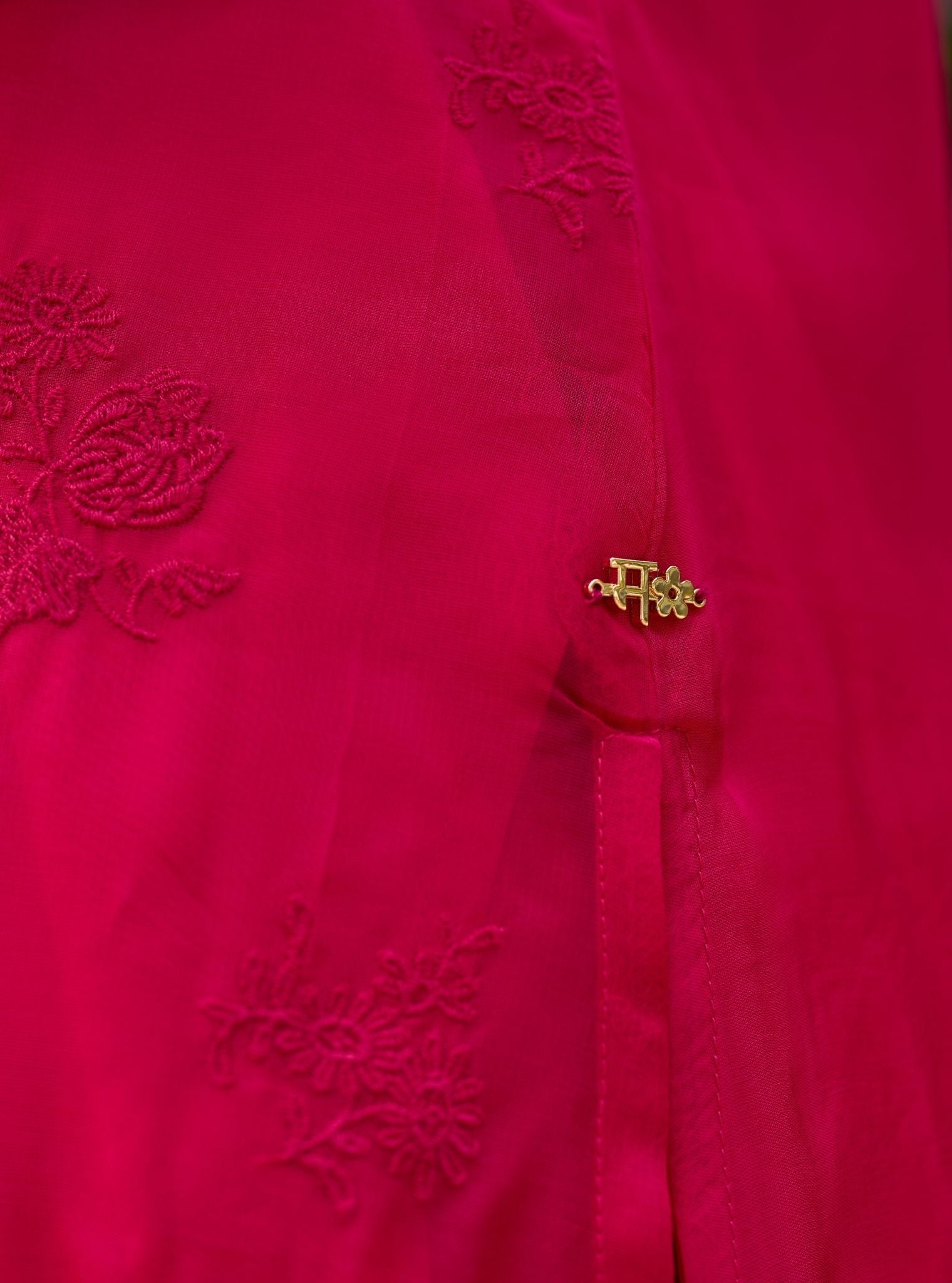 Tiki Organza Fuchsia Kurta Set