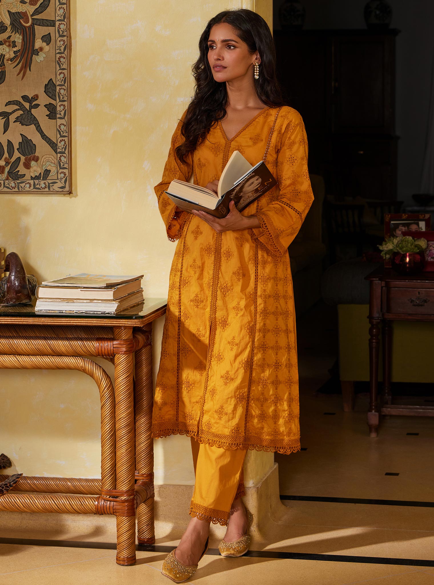 Mulmul Cotton Seher Orange Pant