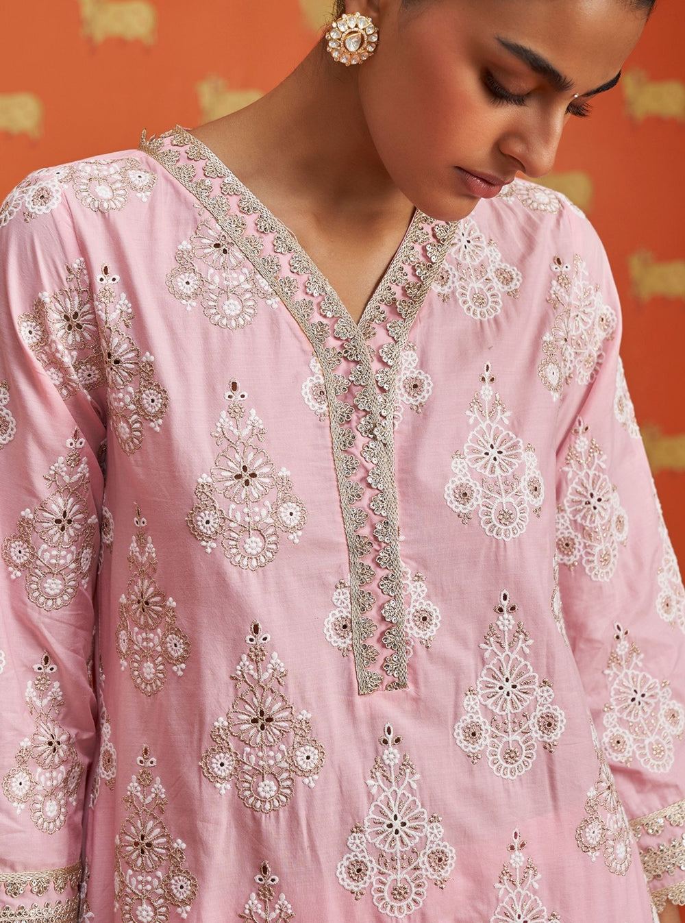 Mulmul Supima Cotton Kainat Pink Kurta