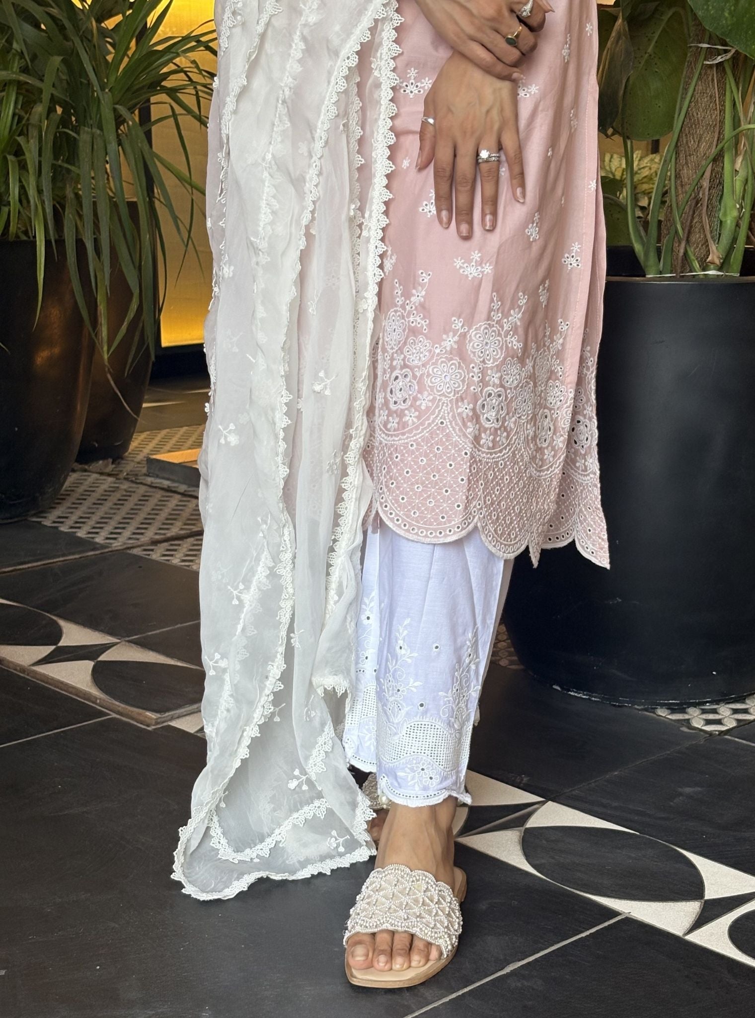 Kora Supima Cotton Dusty Pink Kurta Set