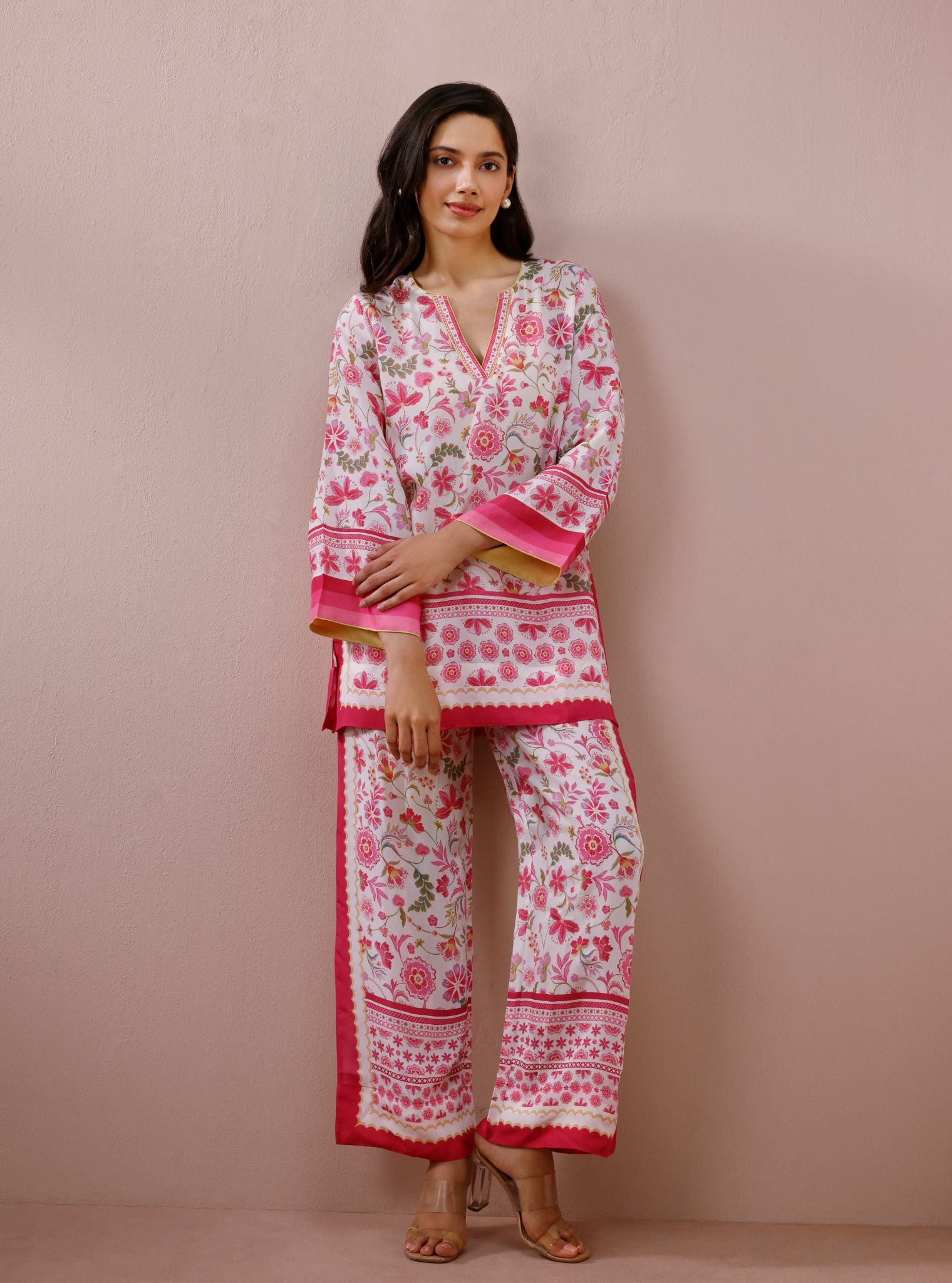 Saurmi Lawn White & Pink Co-ord Set
