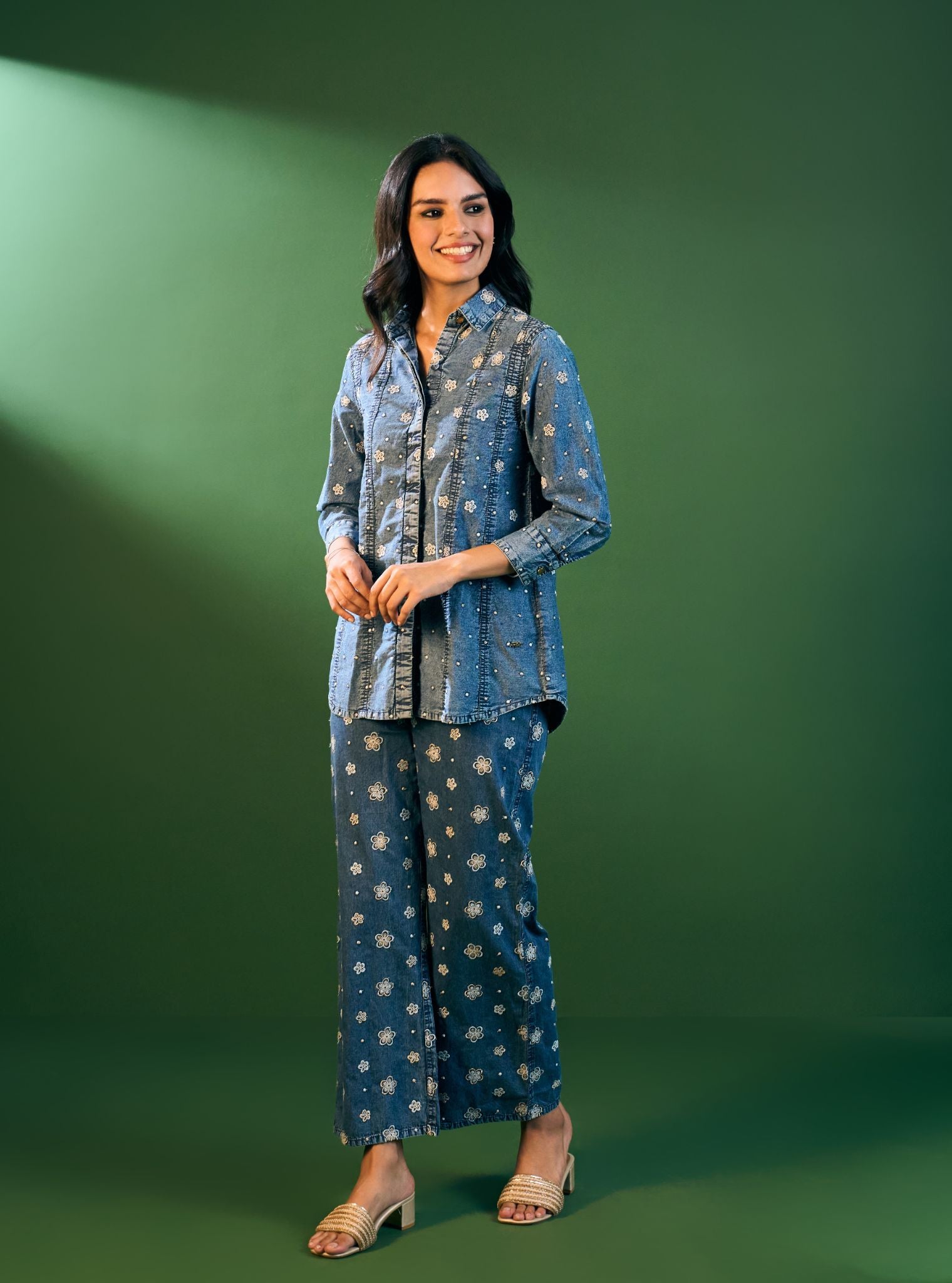 Mulmul Denim Winslet Shirt With Mulmul Denim Winslet Pant