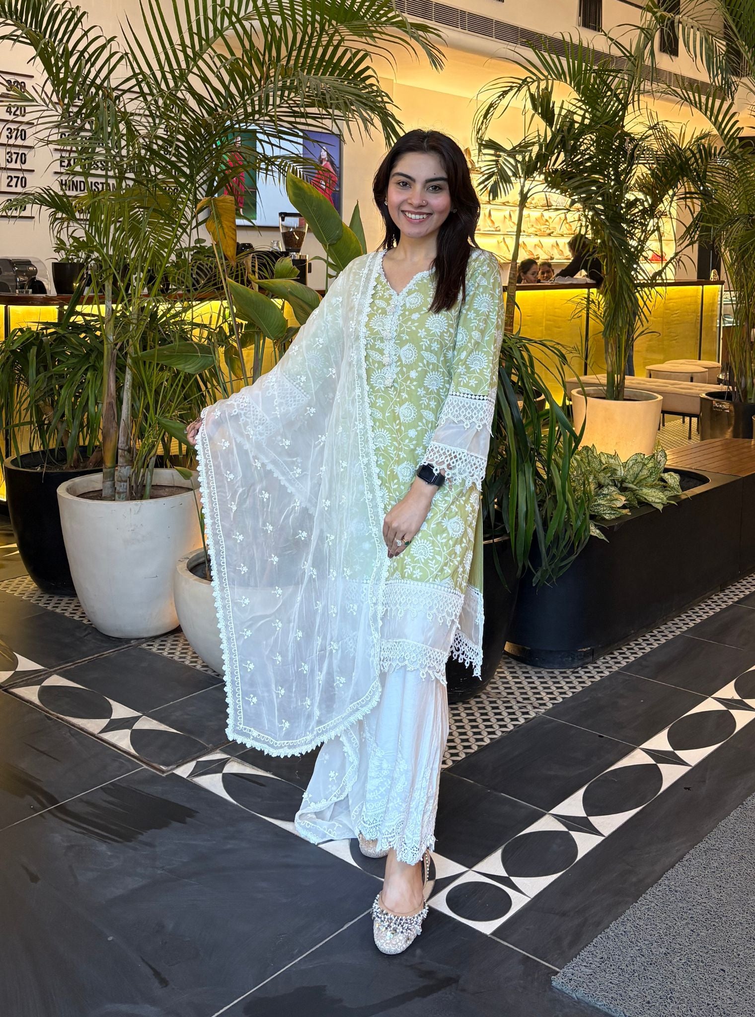 Iraani Supima Cotton Lime Kurta Set