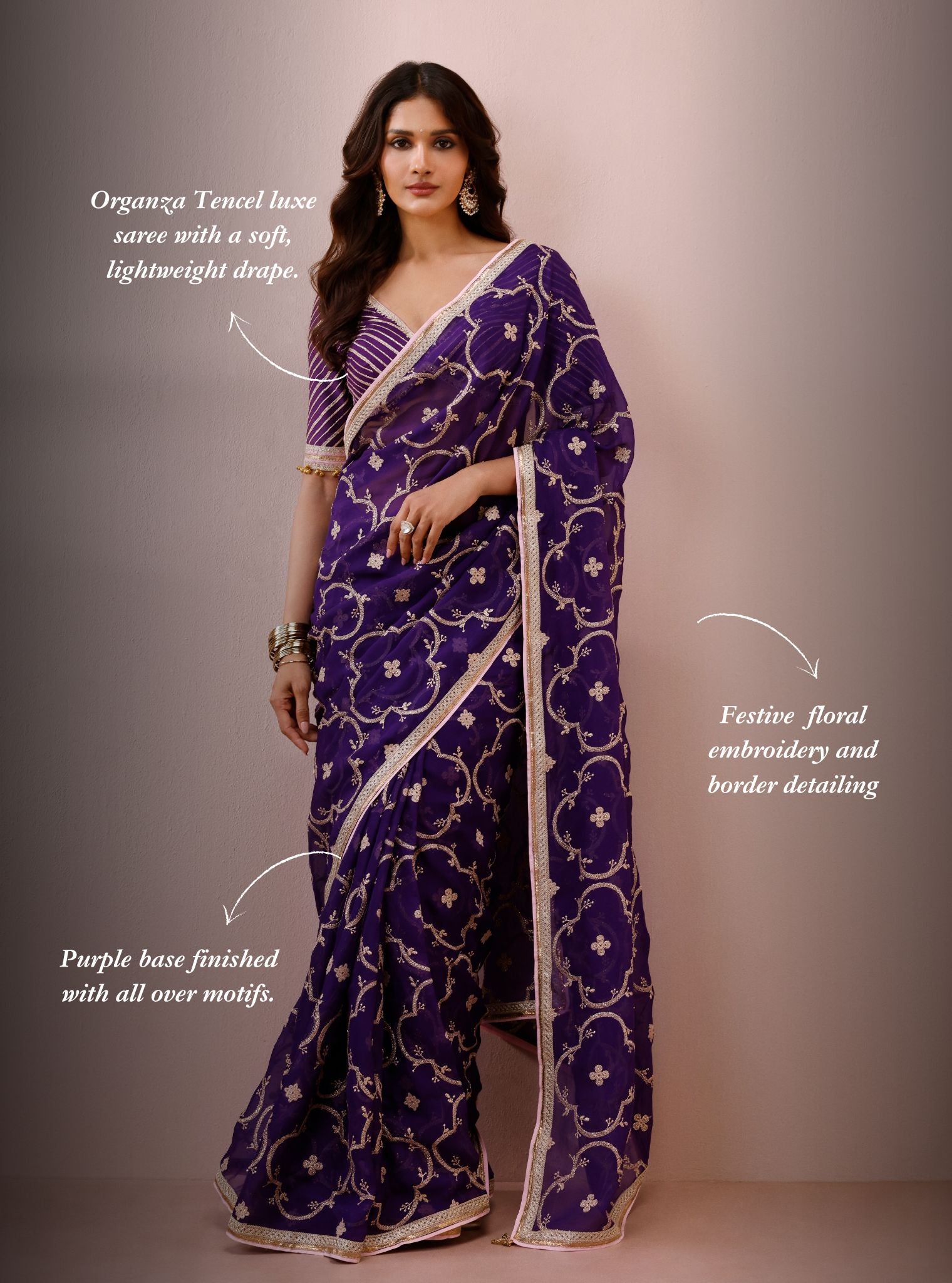 Eshna Organza Purple Saree