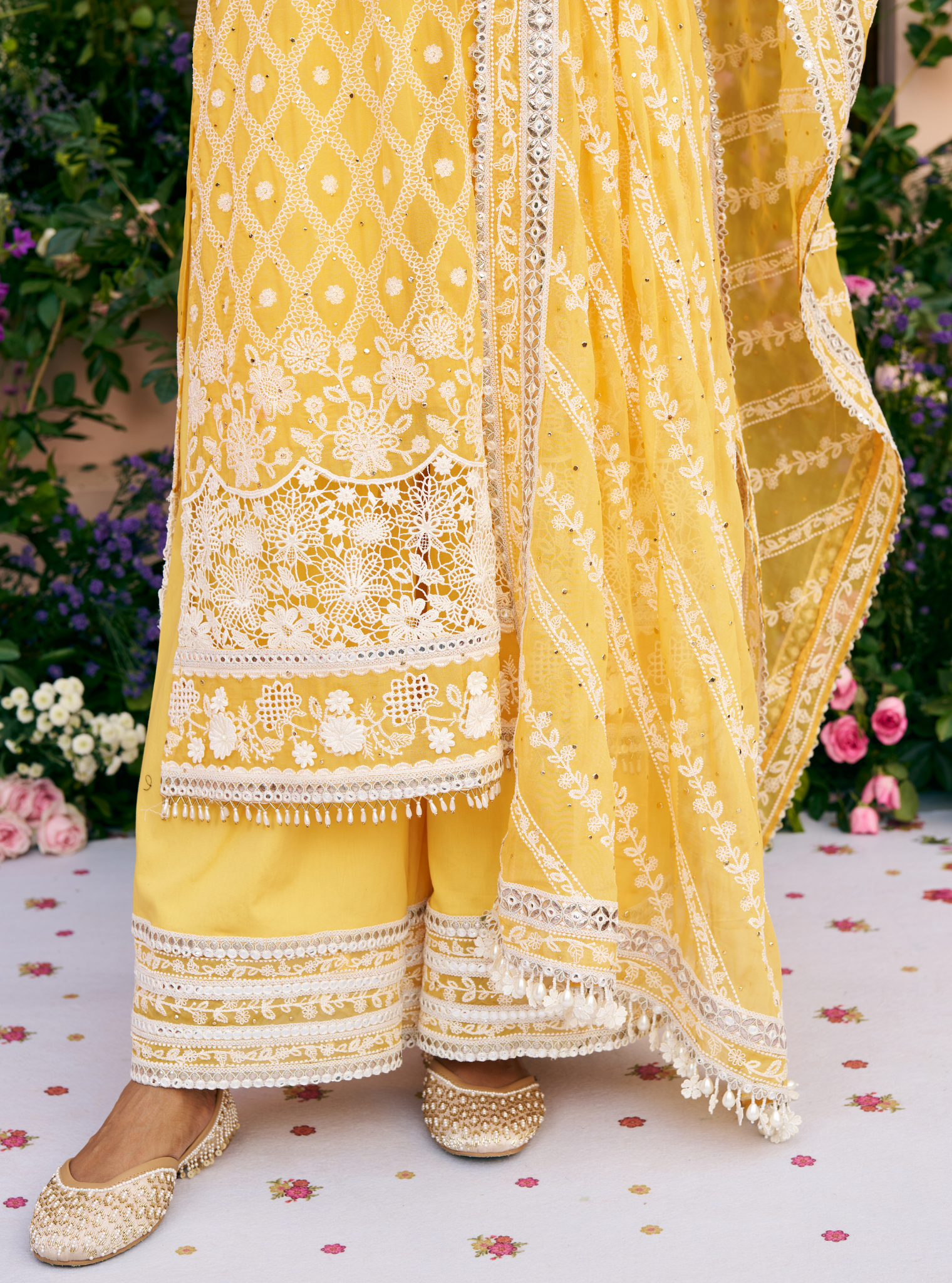 Itriya Organza Mustard Kurta Set
