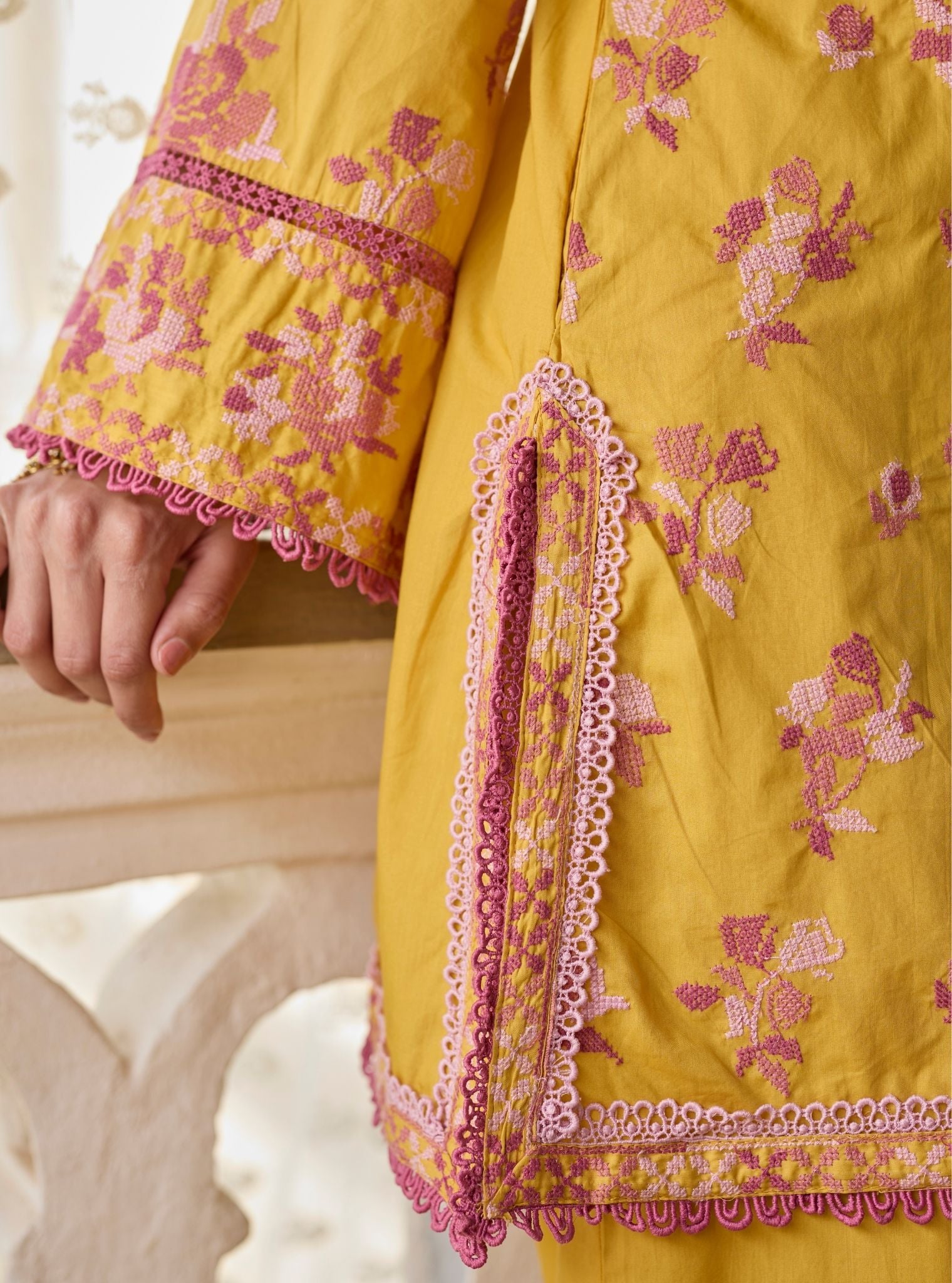 Aarshika Supima Cotton Yellow Kurta Set