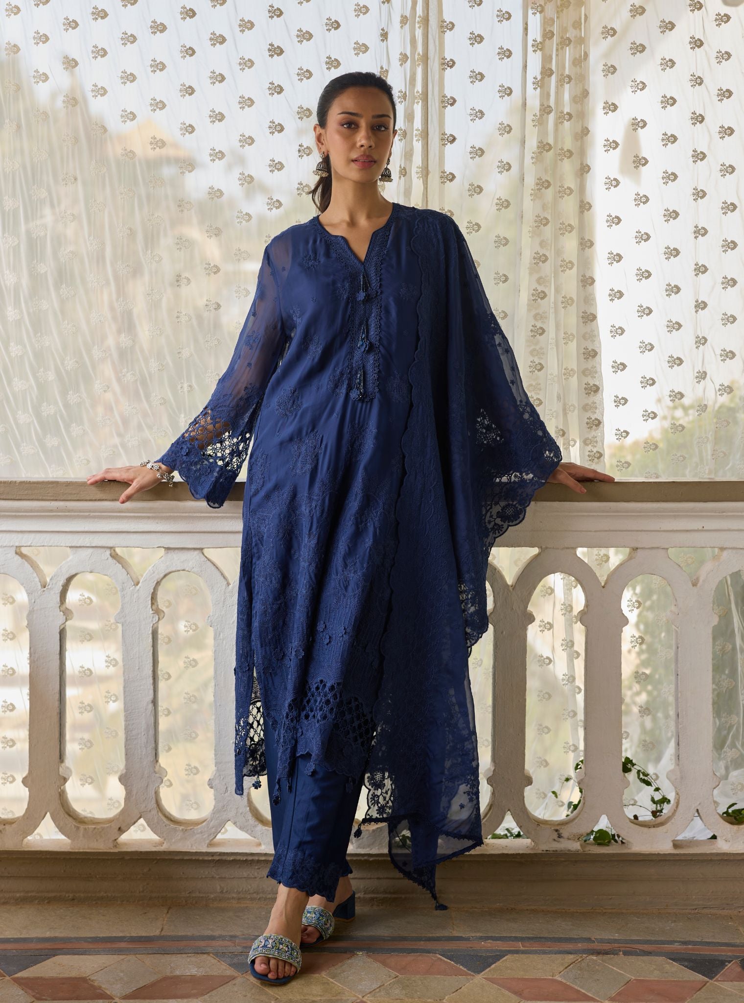 Ina Organza Blue Kurta Set