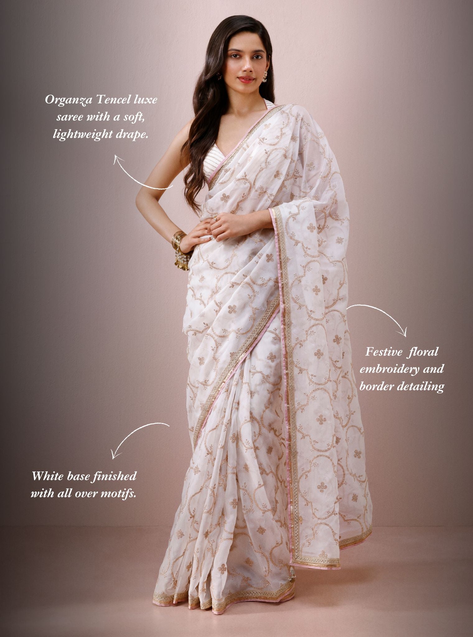 Eshna Organza Off White Saree