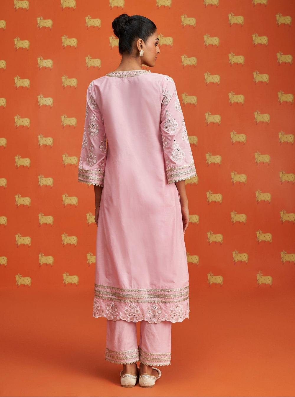 Kaeo Supima Cotton Orange Kurta Set