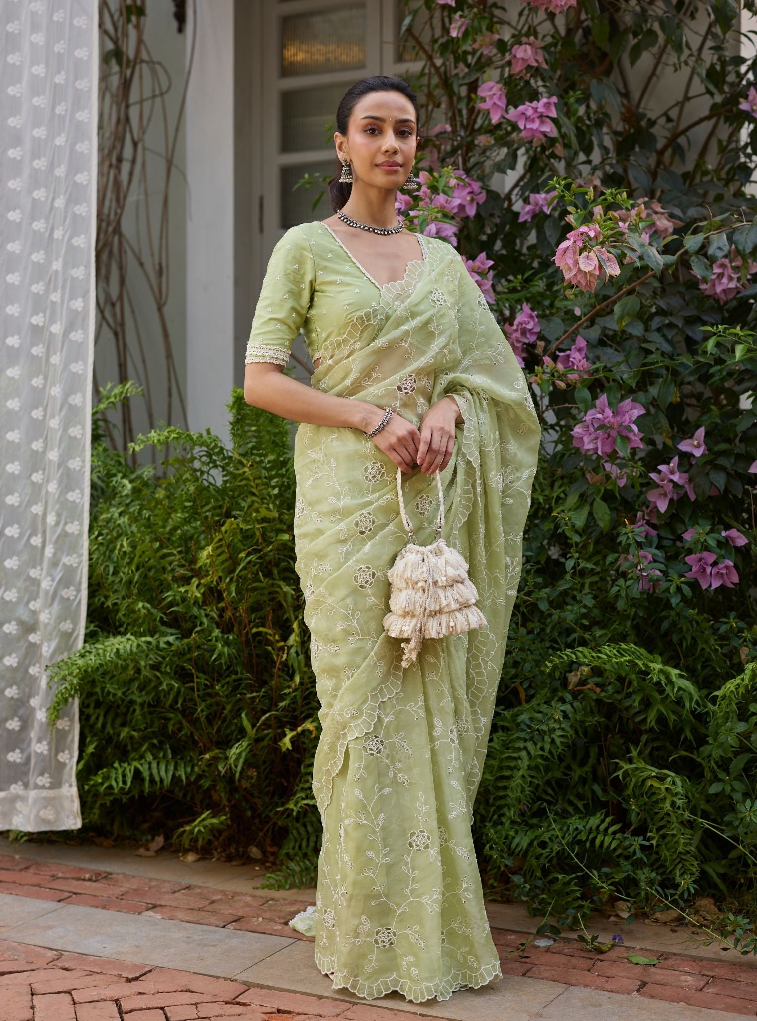 Roro Organza Green Saree