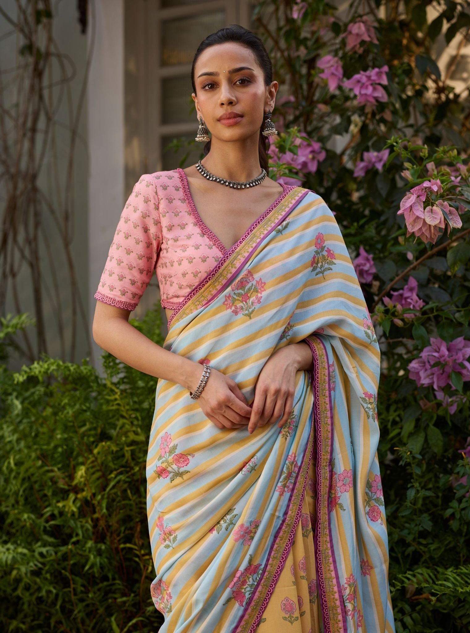 Rava Lawn Printed Yellow Saree