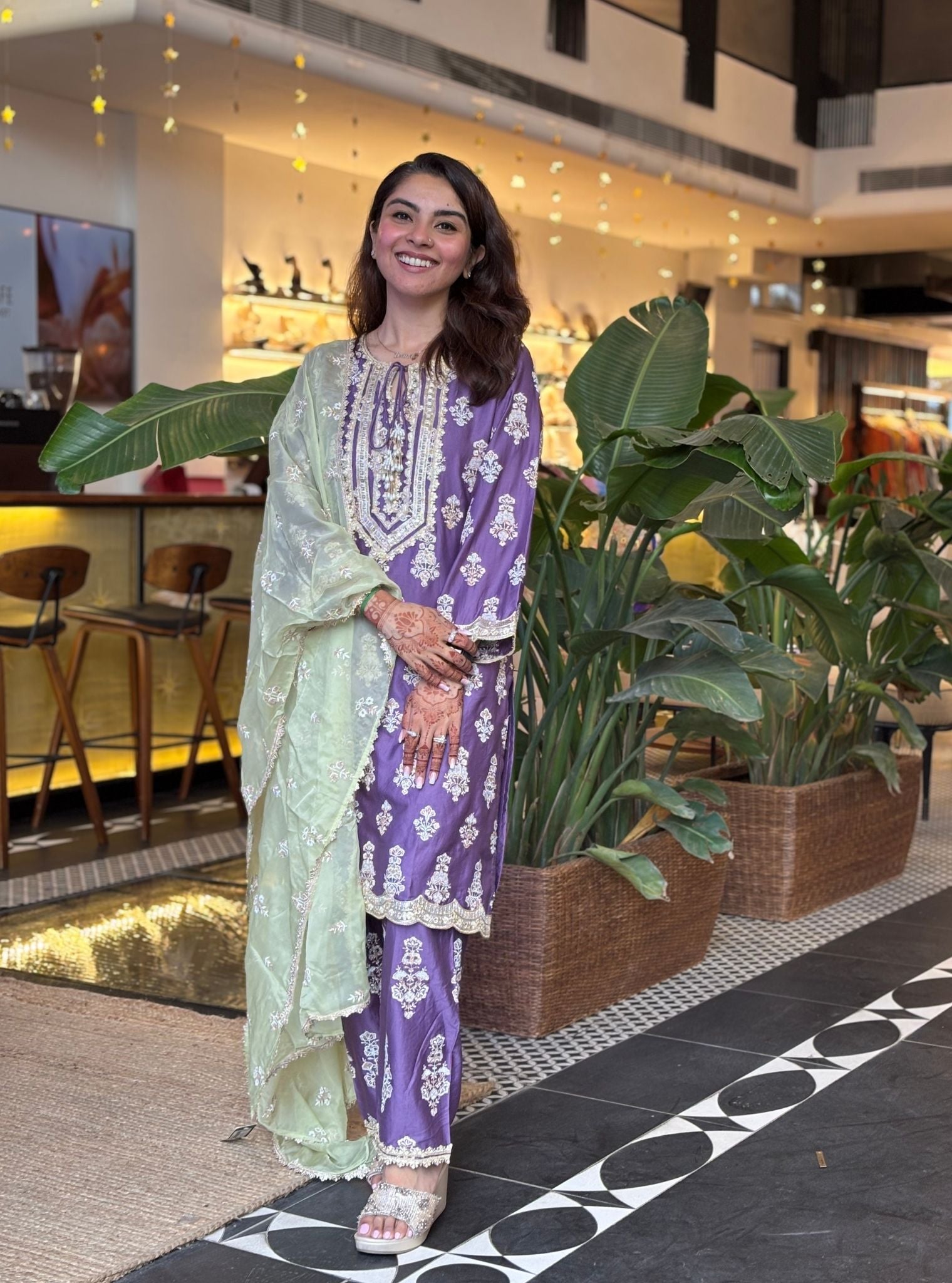 Intira Pima Satin Voilet Kurta Set