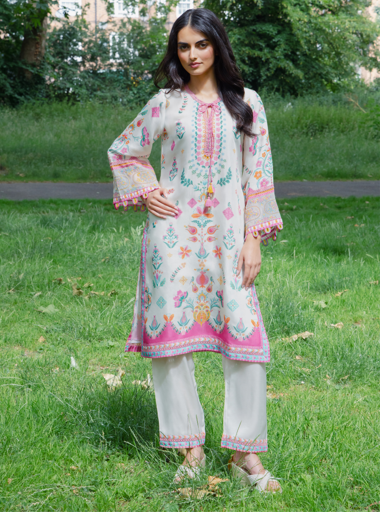 Elvi Lawn Printed White Kurta Set