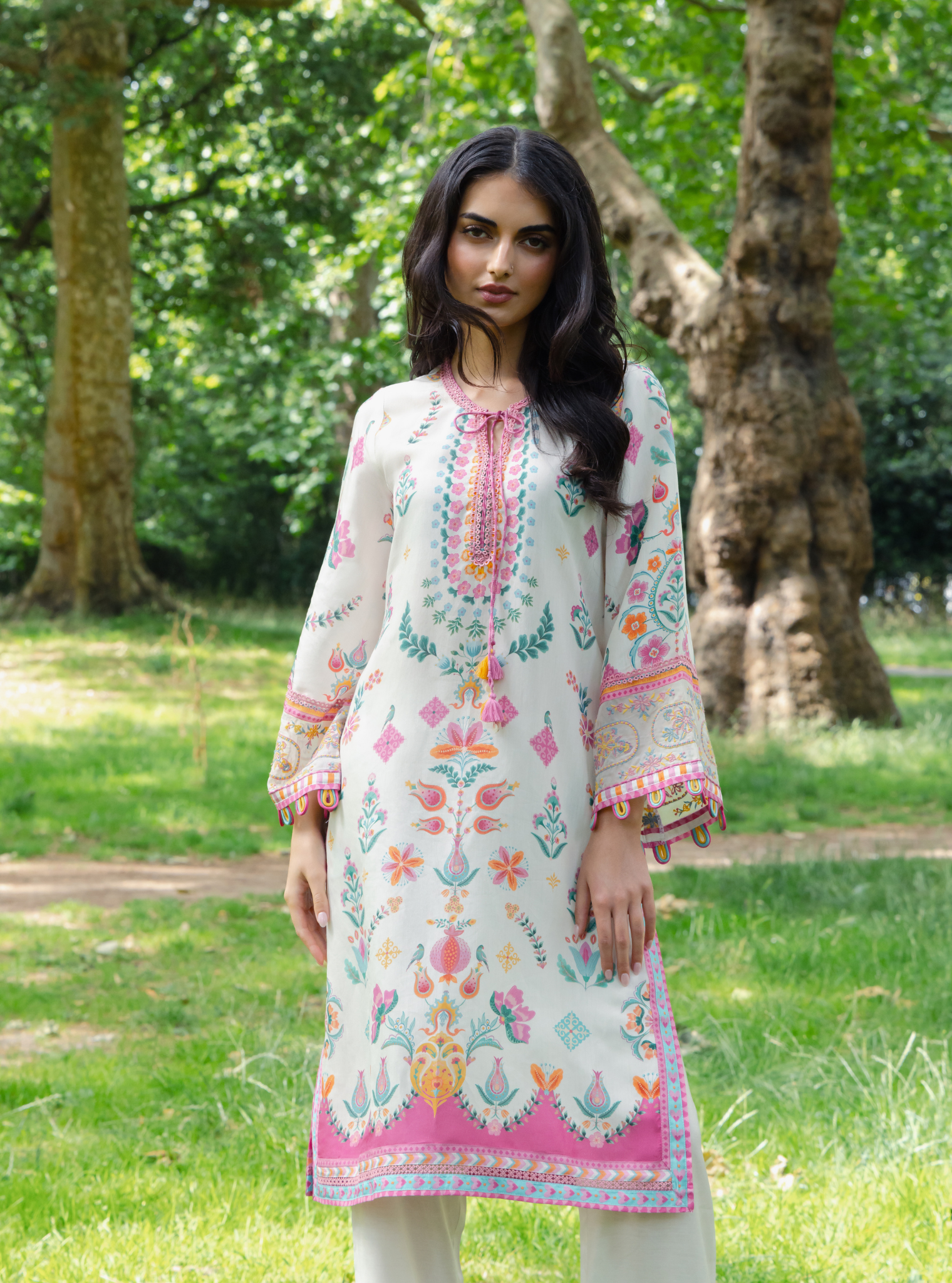 Elvi Lawn Printed White Kurta Set