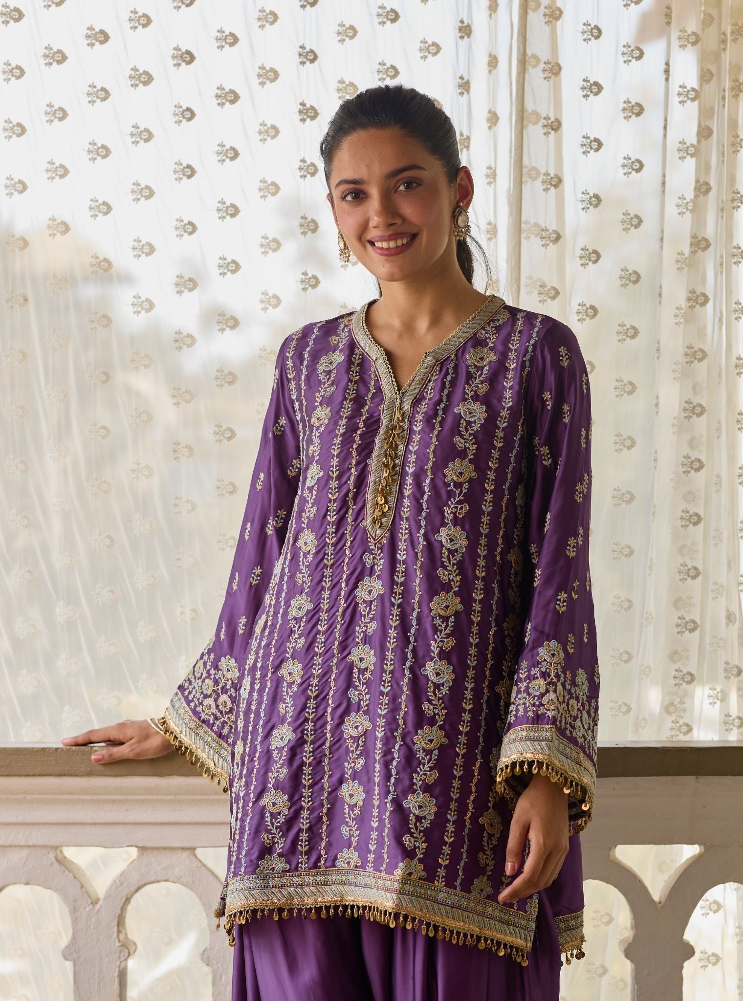 Pralika Bemberg Satin Purple Kurta Set