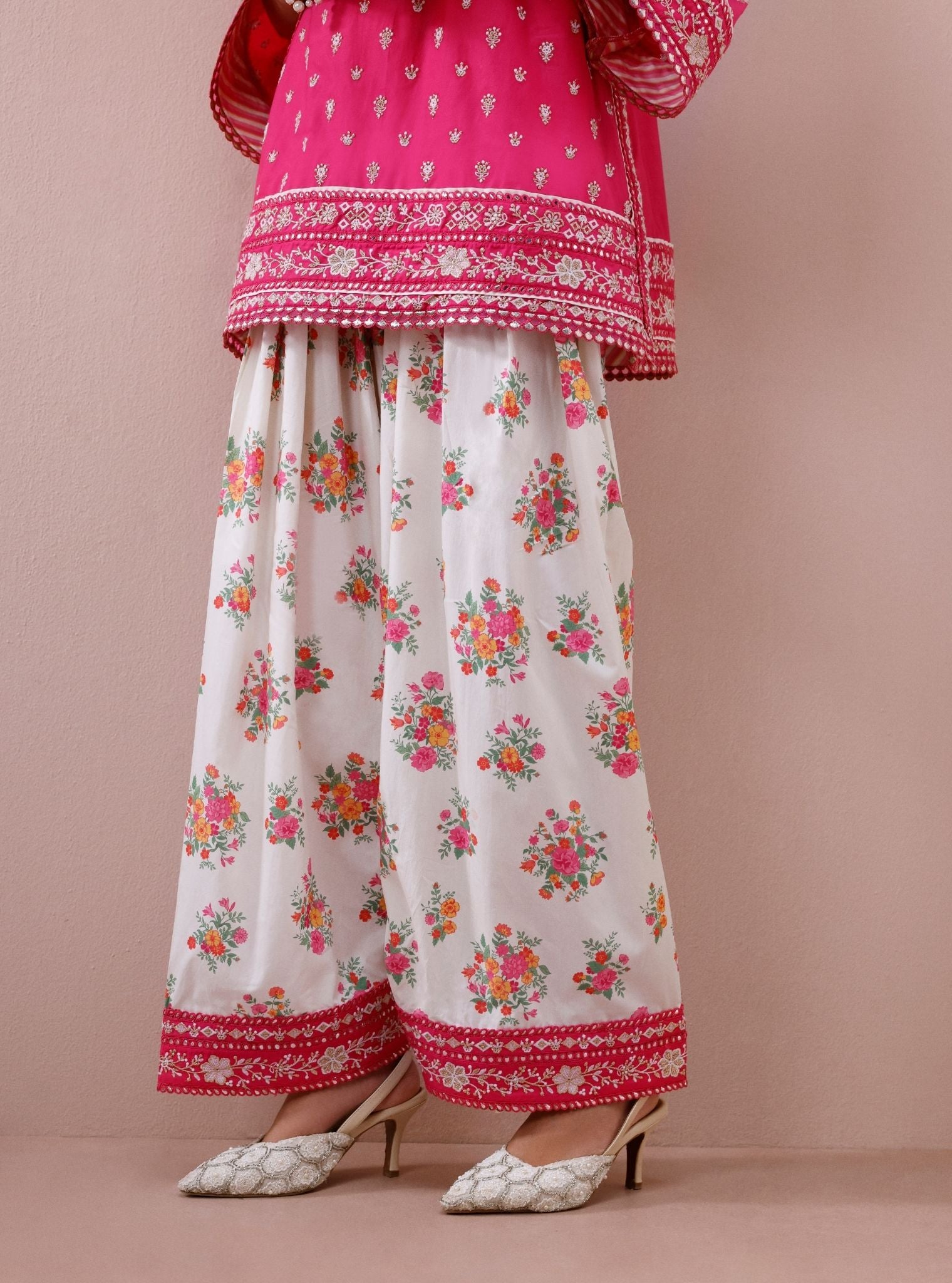 Sivi Supima Cotton Fuchsia Kurta with Farshi Salwar