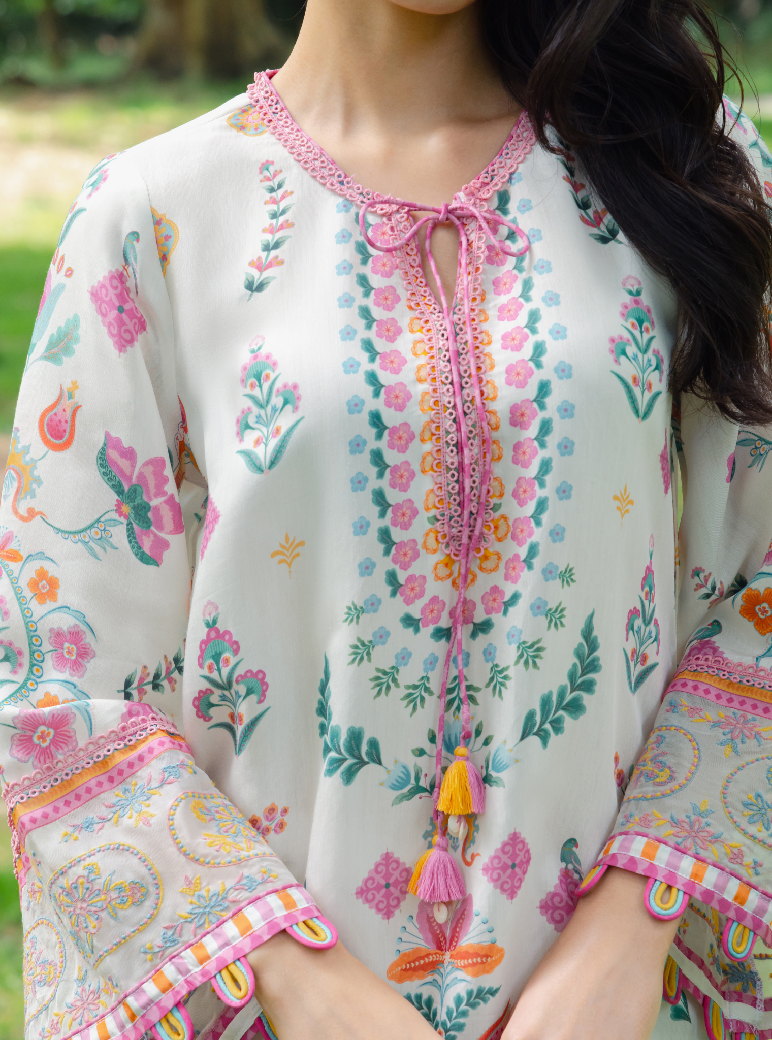 Elvi Lawn Printed White Kurta Set