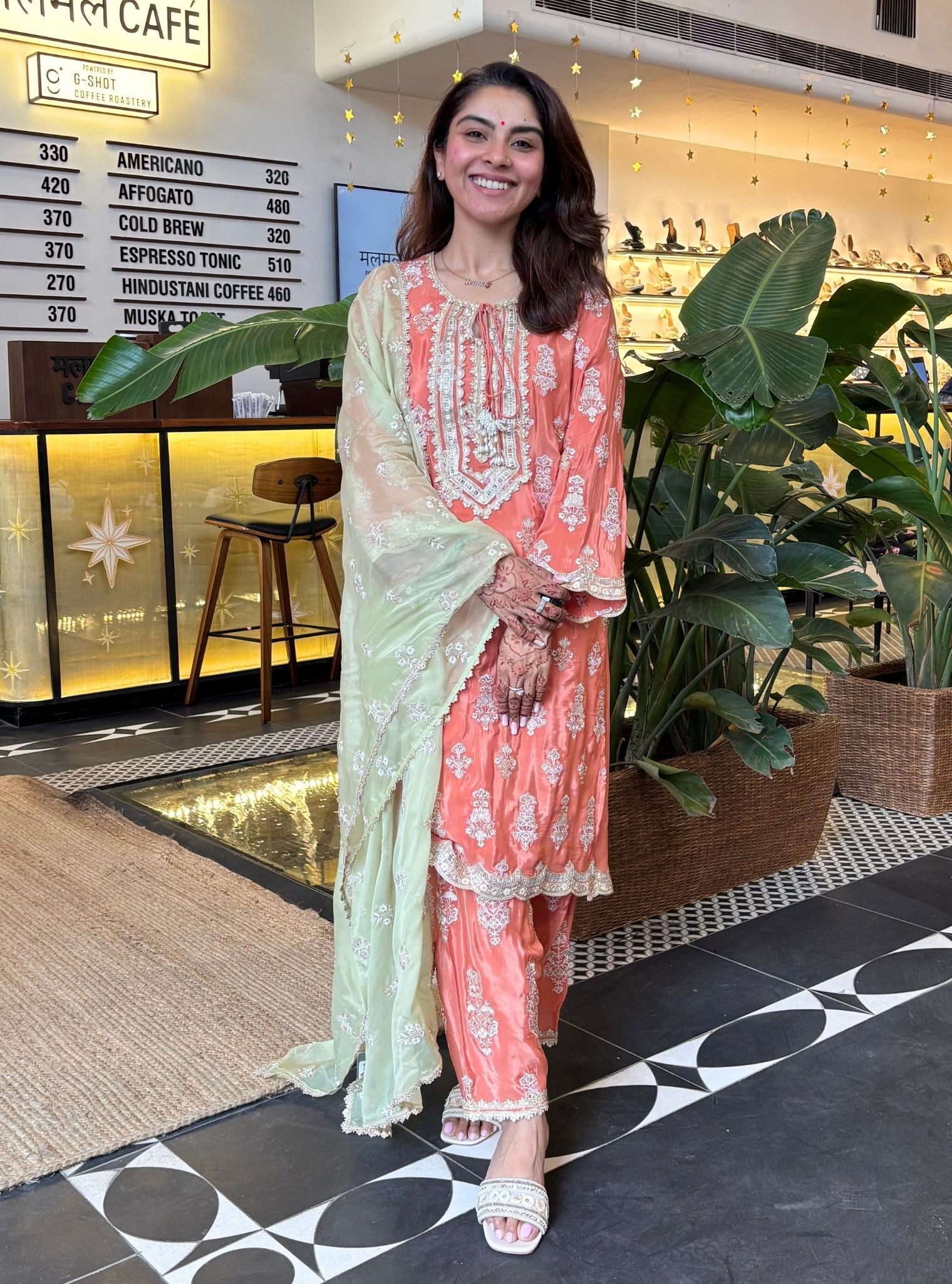 Intira Pima Satin Terracotta Kurta Set