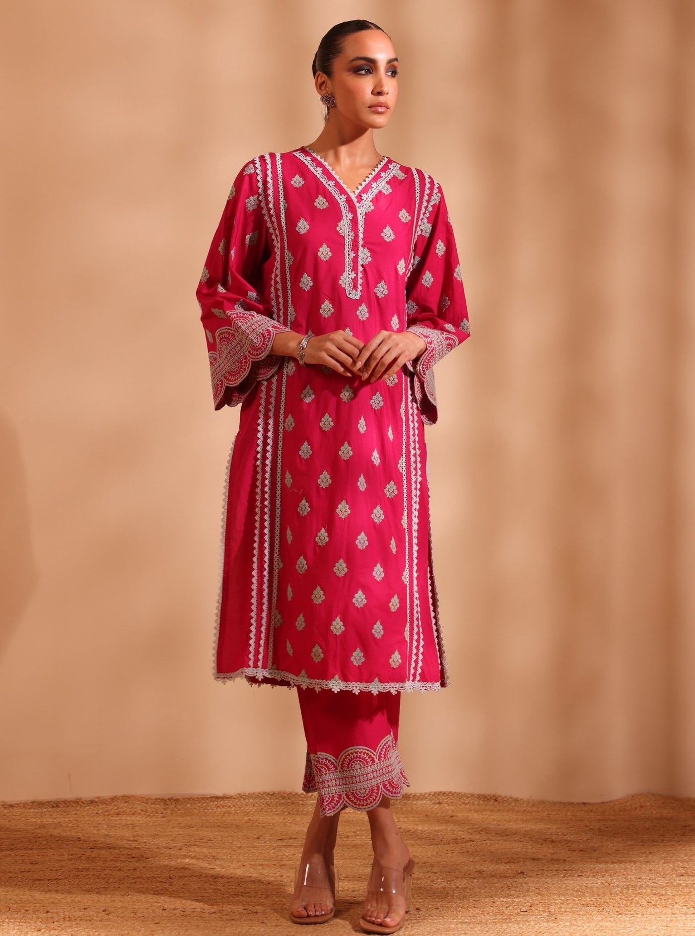 Arisha Supima Cotton Fuschia Kurta Set