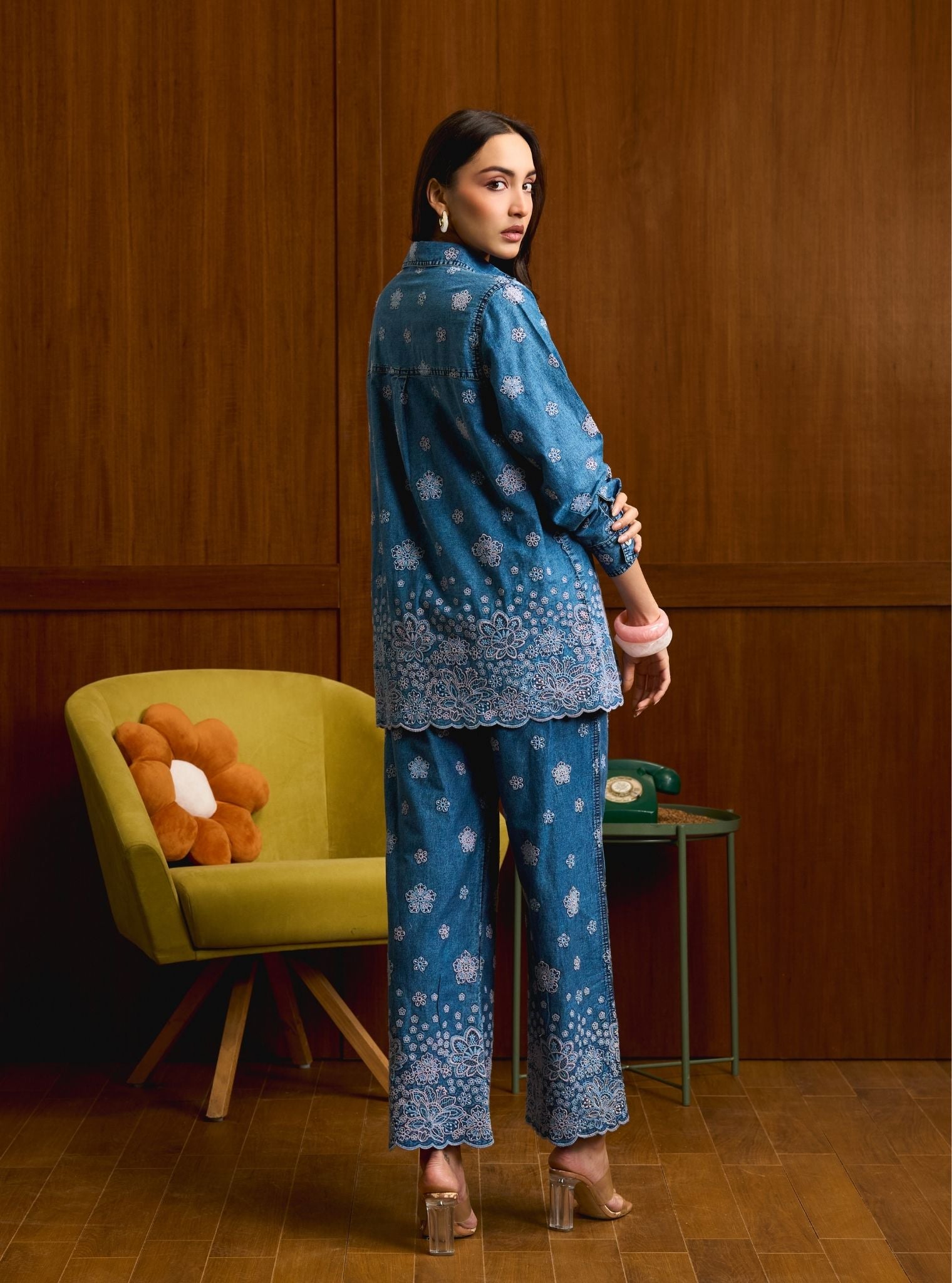 Taneira Denim Lilac Shirt Set