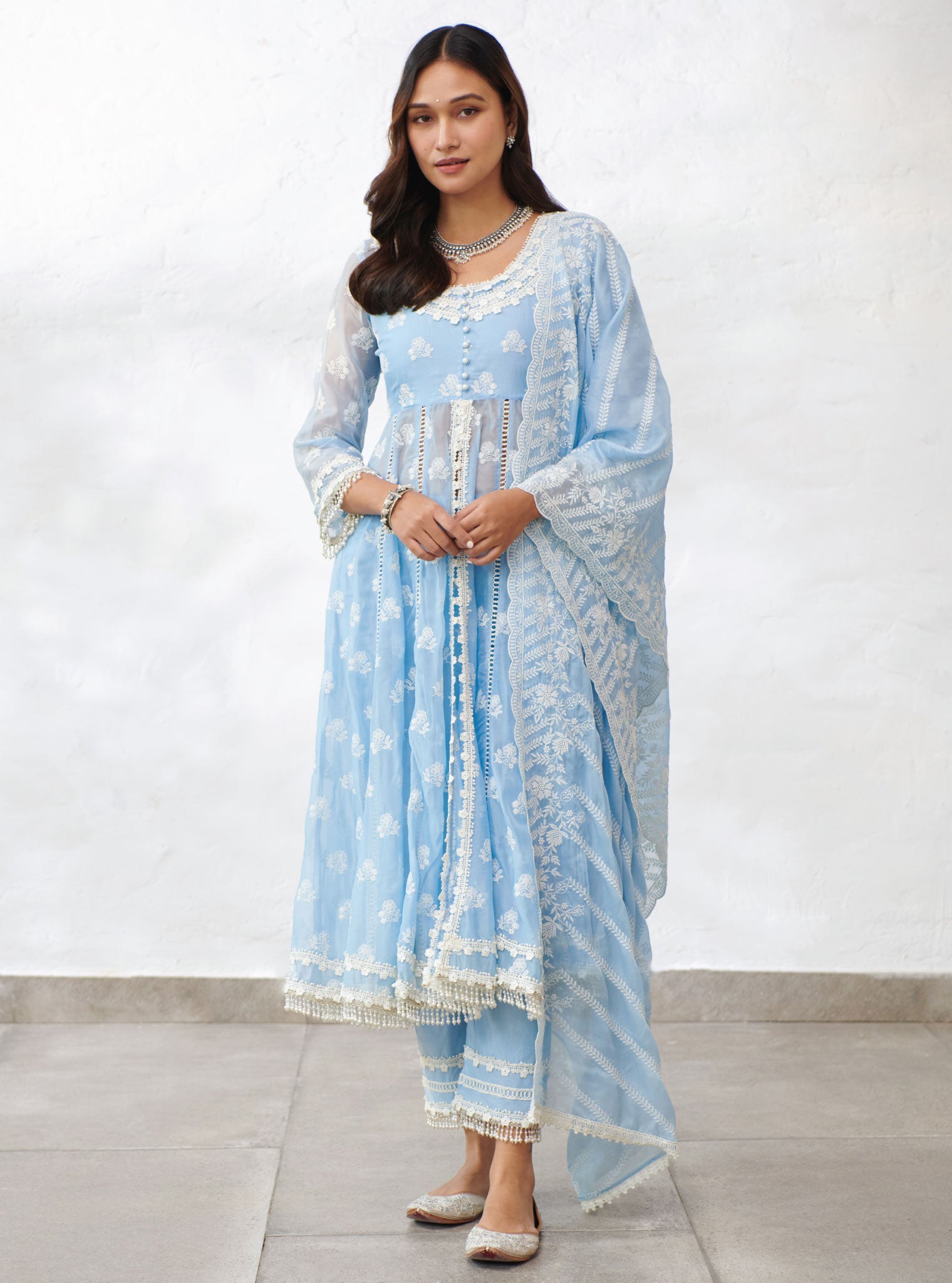 Mulmul Organza  Glamorgan Blue Dupatta