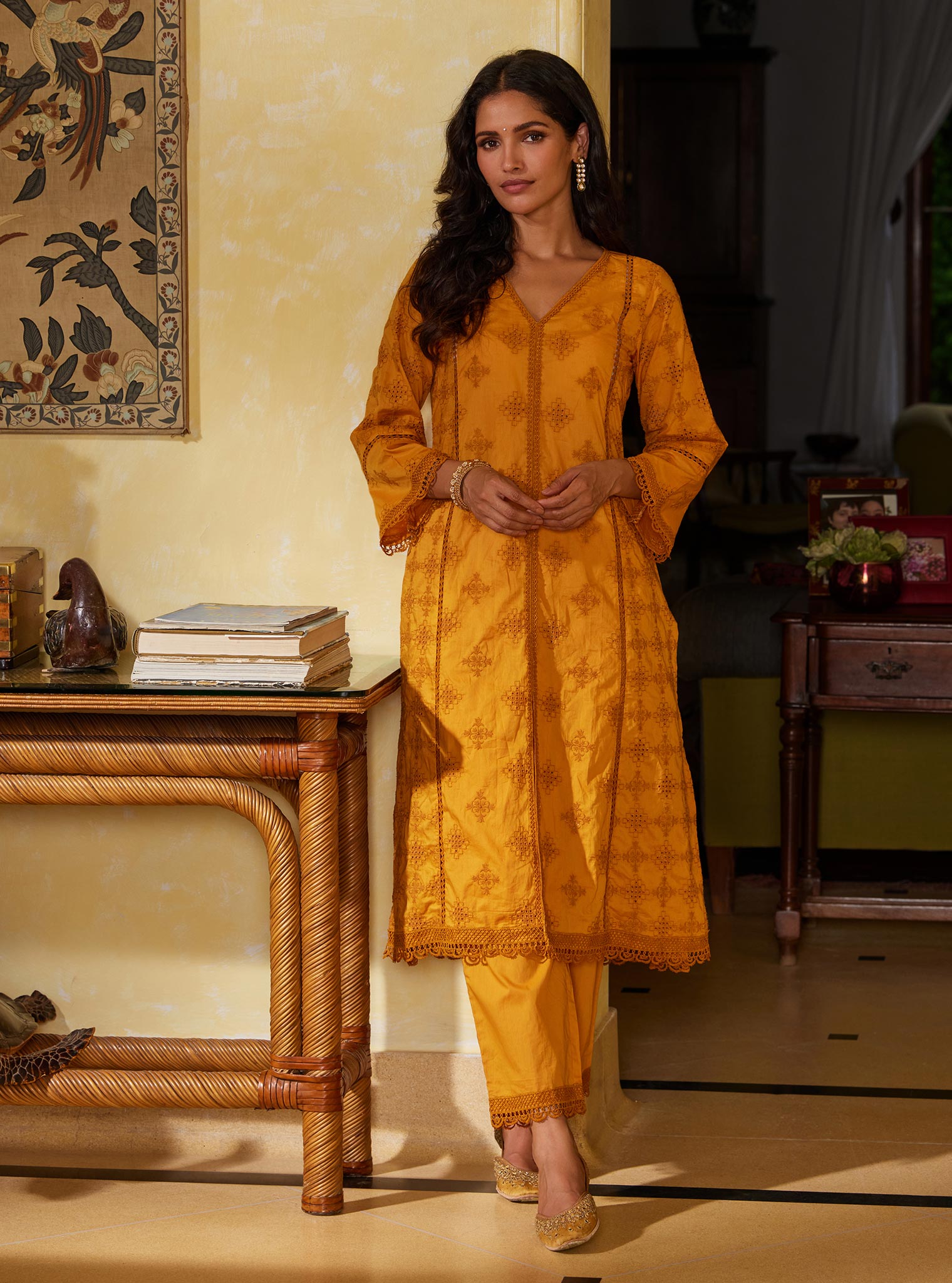 Mulmul Cotton Seher Orange Pant