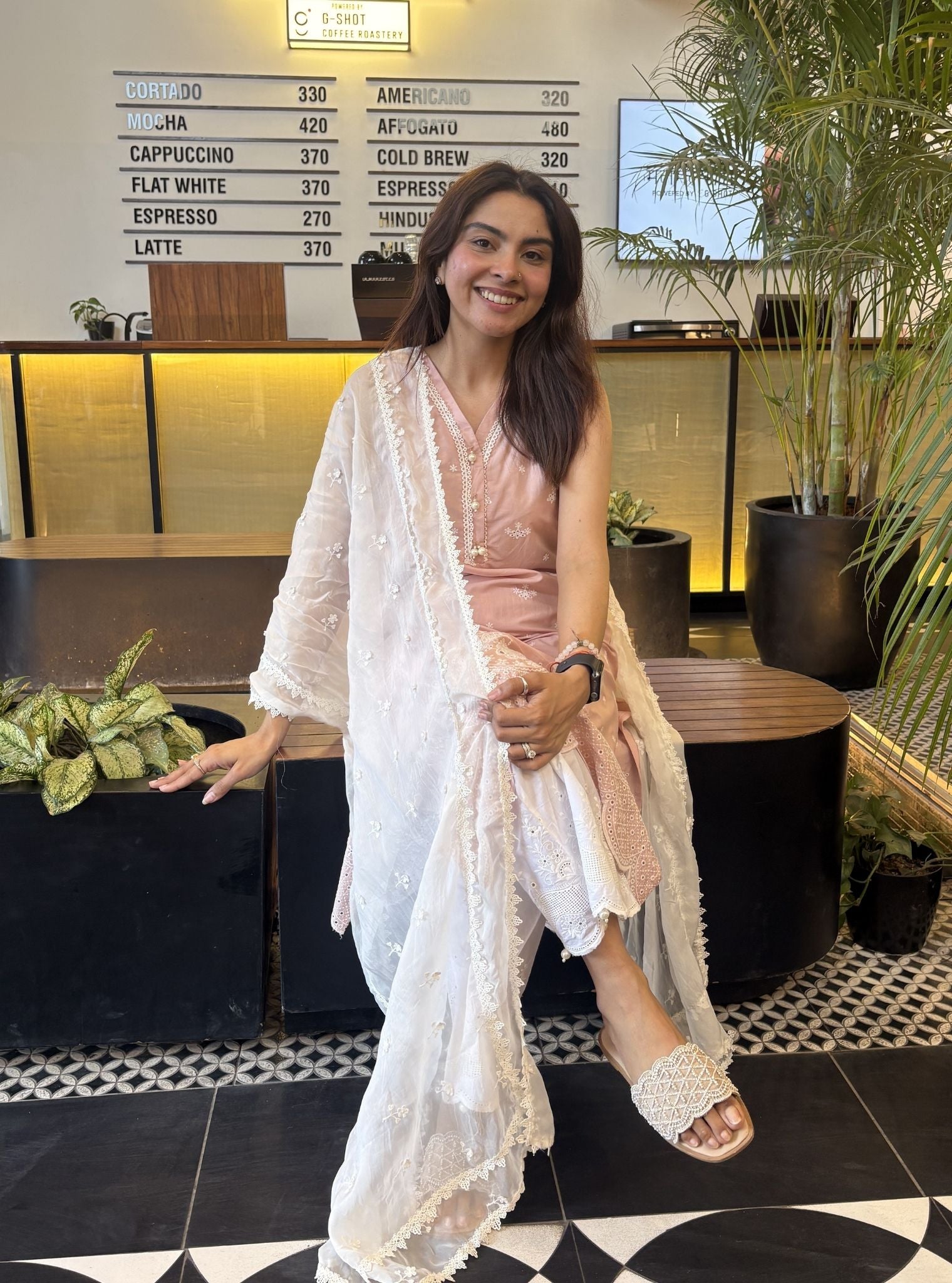 Kora Supima Cotton Dusty Pink Kurta Set