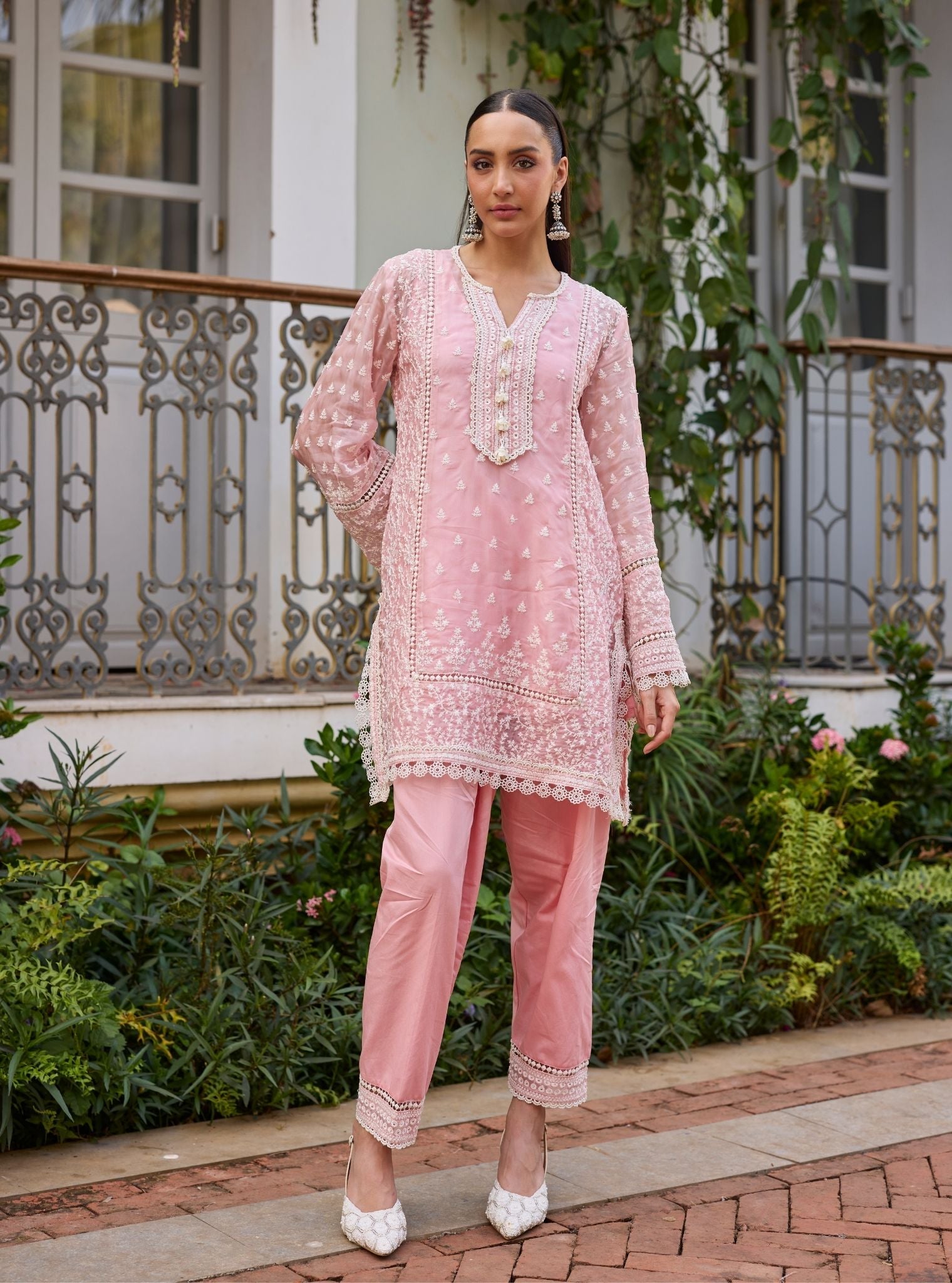 Meyo Organza Pink Kurta Set