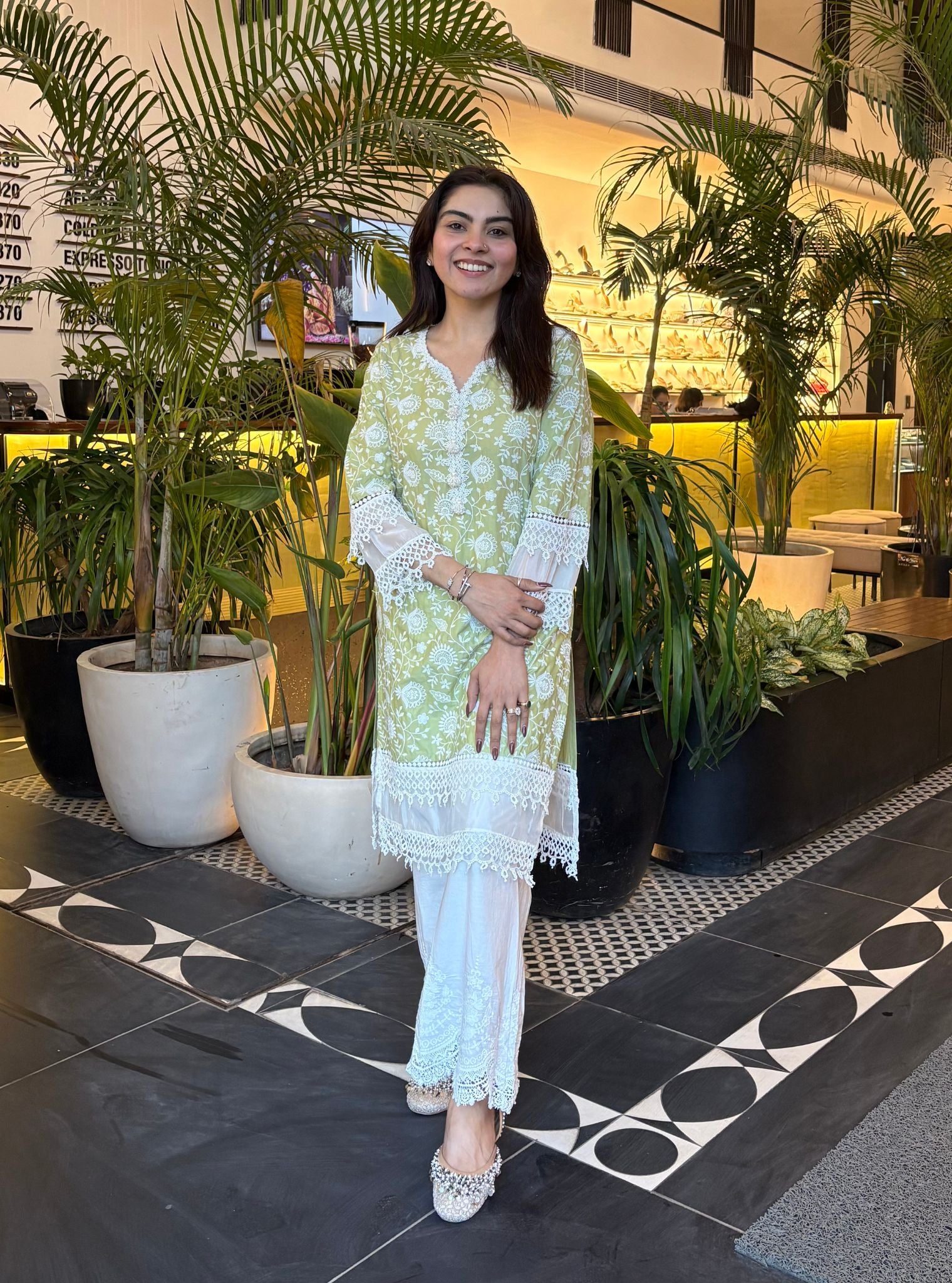 Iraani Supima Cotton Lime Kurta Set