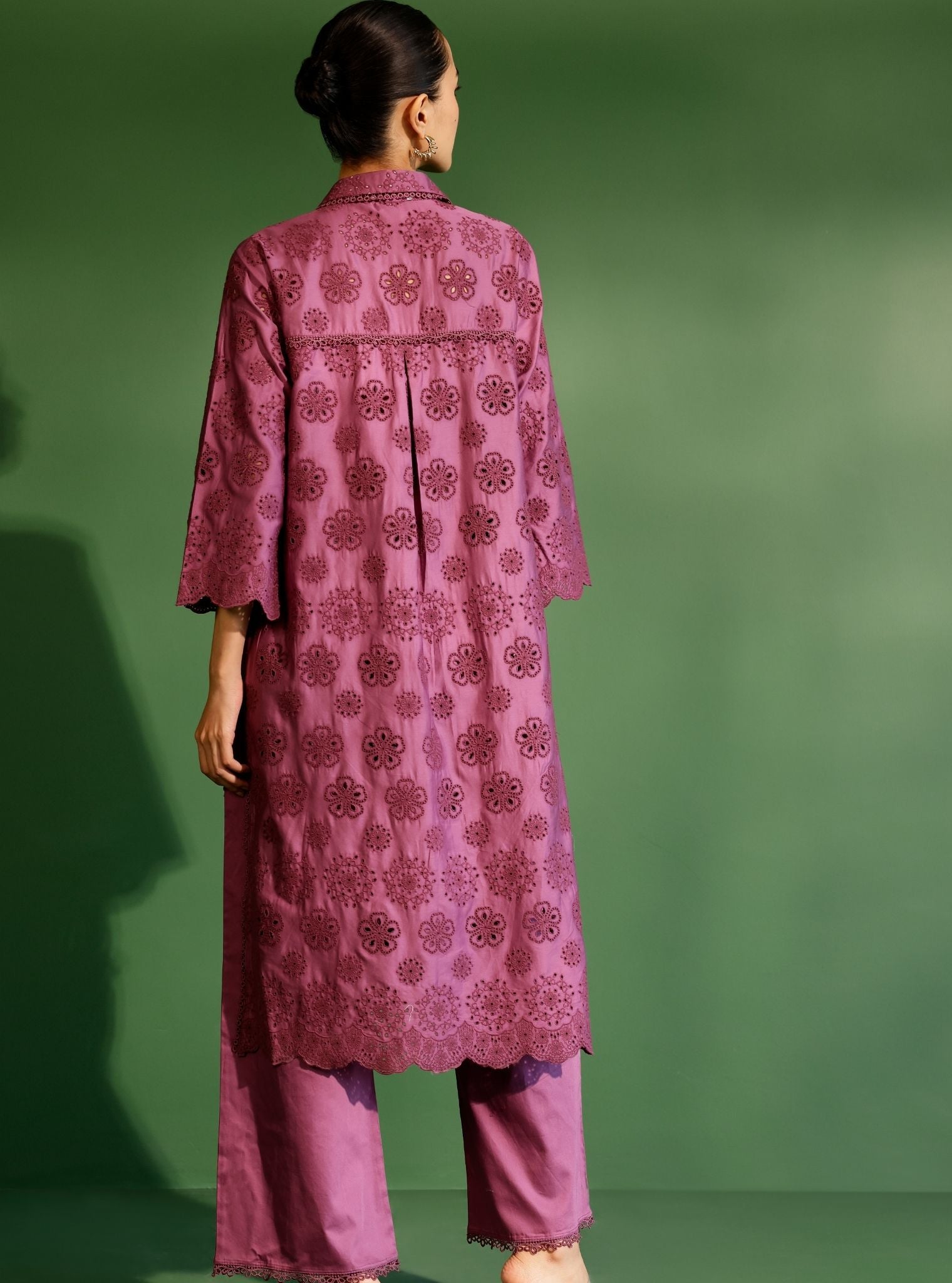 Mulmul Pima Satin Harriet Grape Kurta with Mulmul Pima Satin Harriet Grape Pant