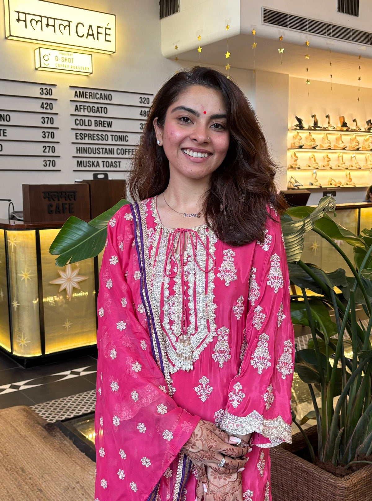Intira Pima Satin Fuschia Kurta Set