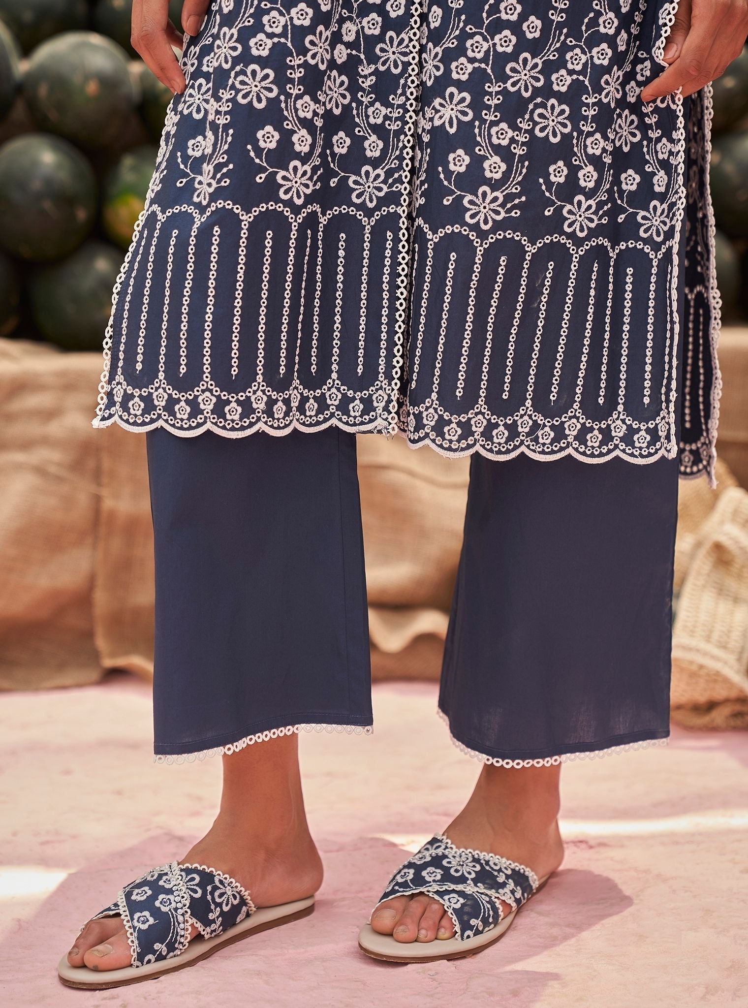 Mulmul Cotton Heli Navy Pant