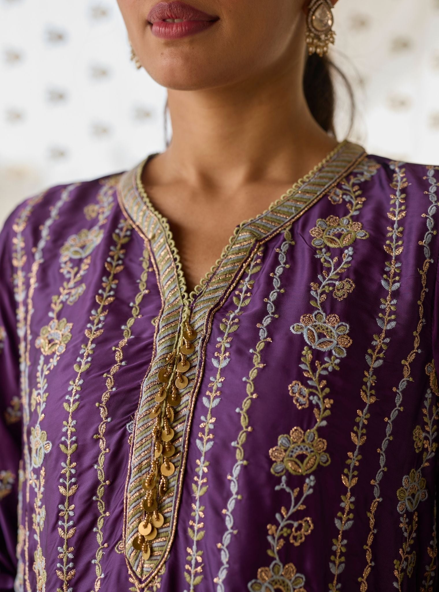 Pralika Bemberg Satin Purple Kurta Set