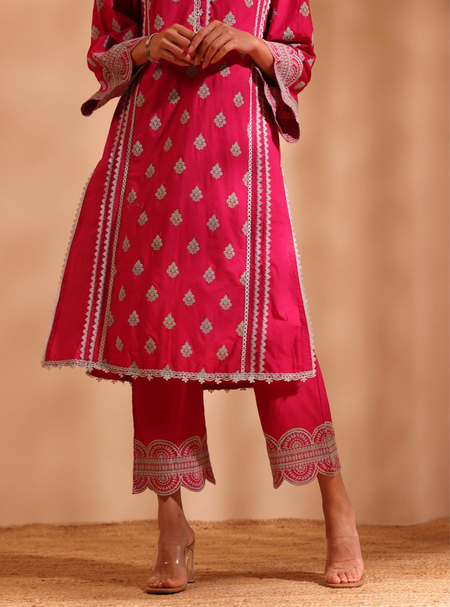 Ghita Supima Cotton Fuschia Kurta Set