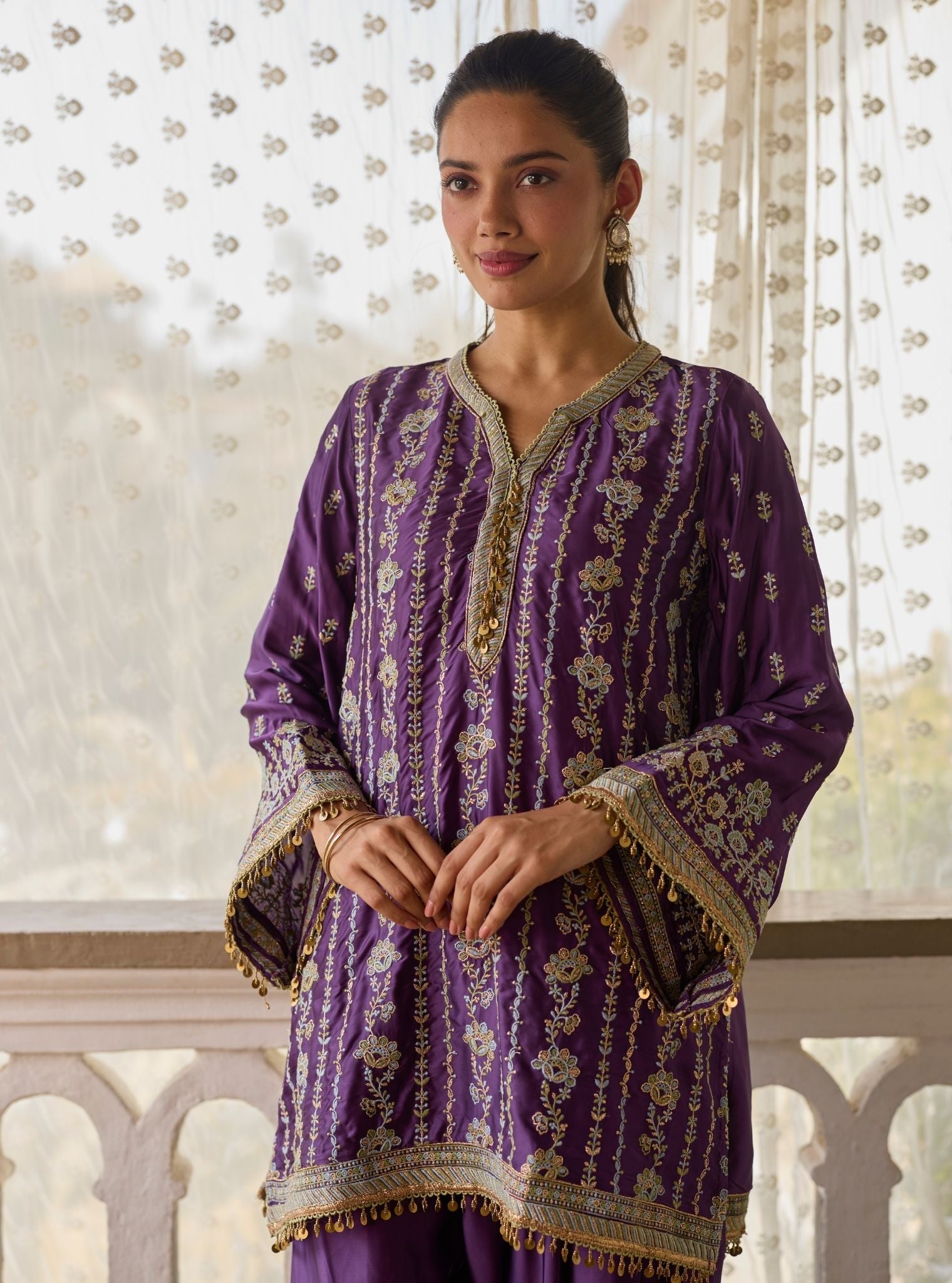 Pralika Bemberg Satin Purple Kurta Set