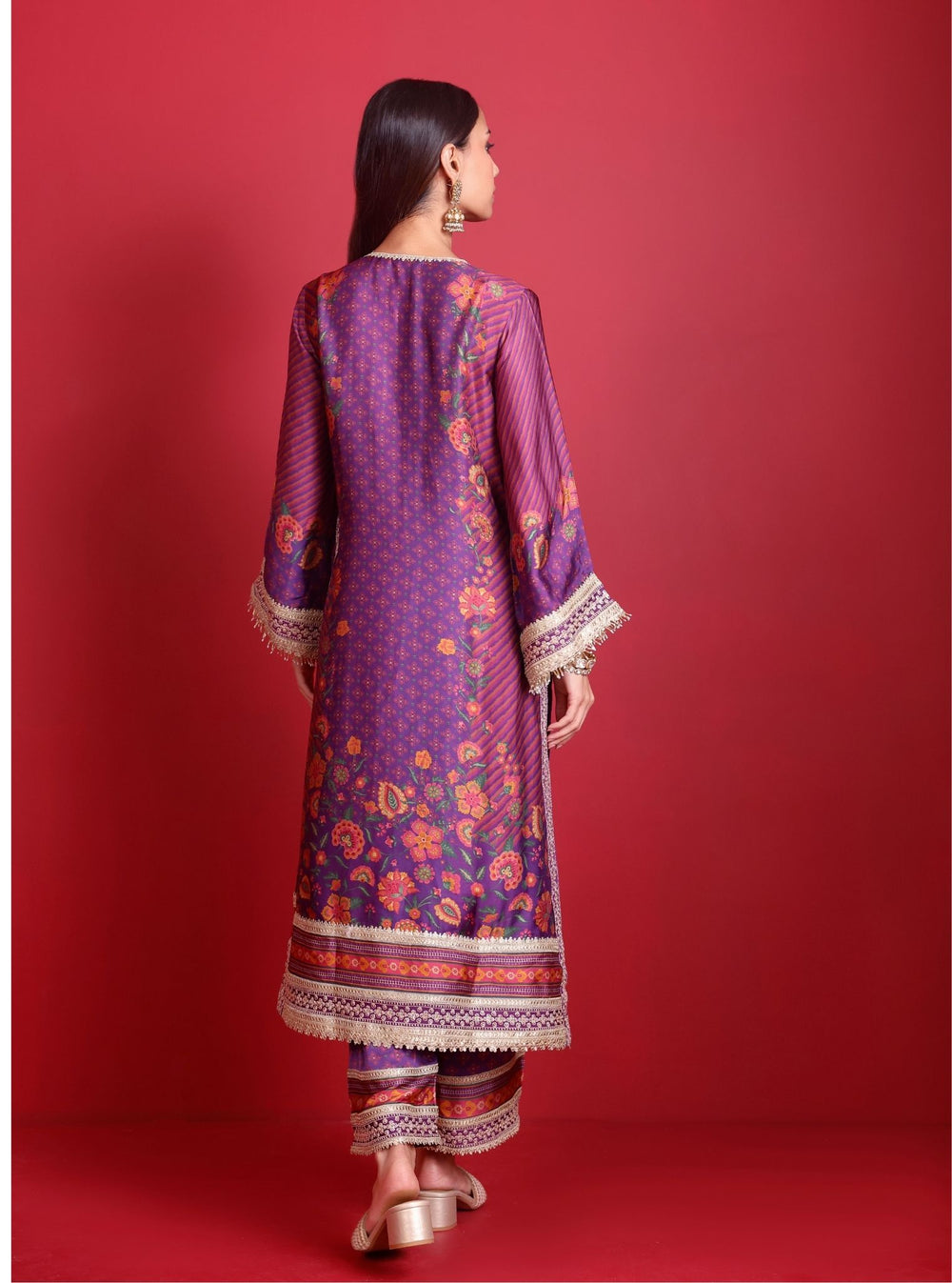 Mulmul Organza Printed Osha Purple Dupatta main image 0