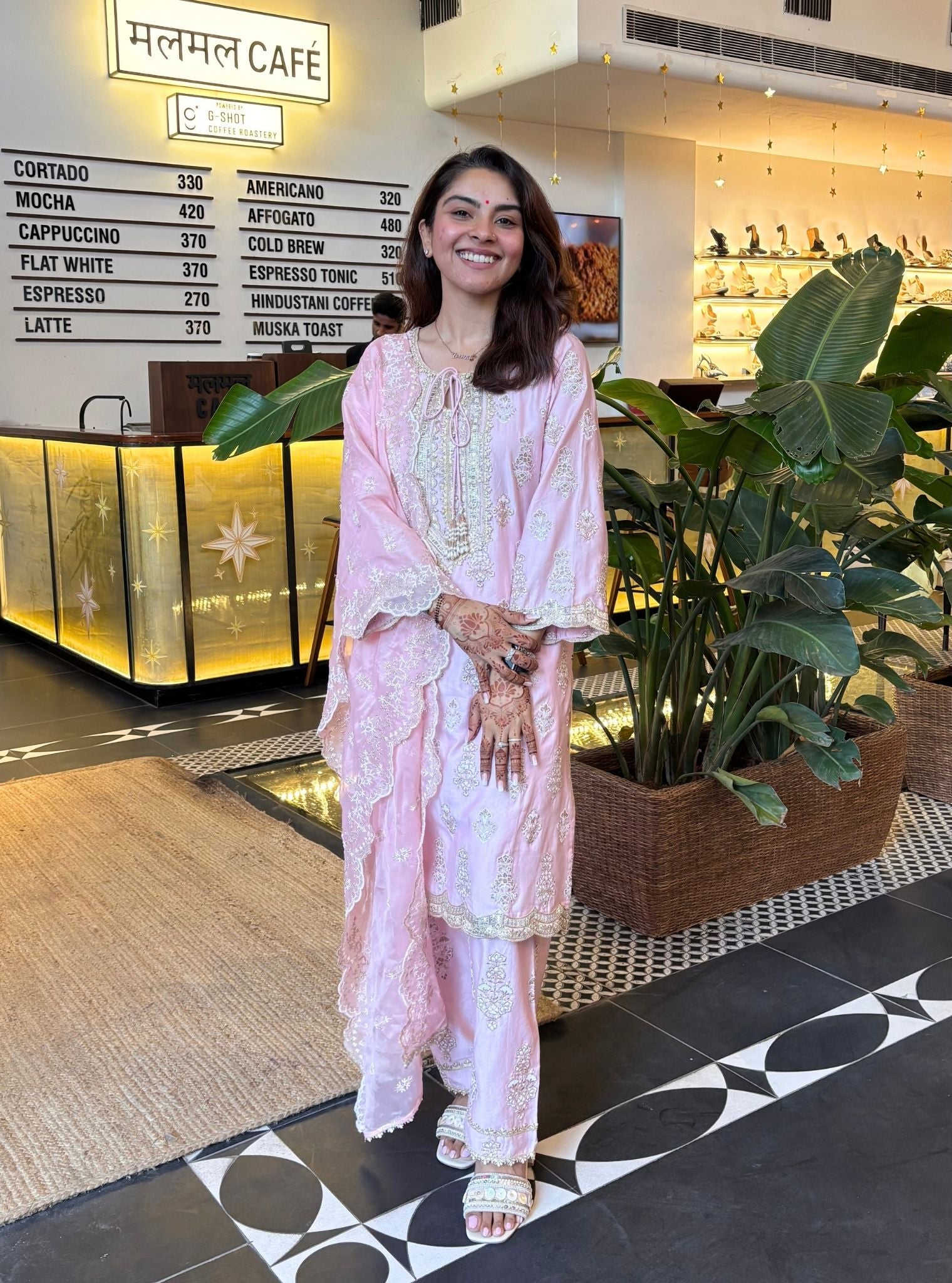 Intira Pima Satin Pink Kurta Set