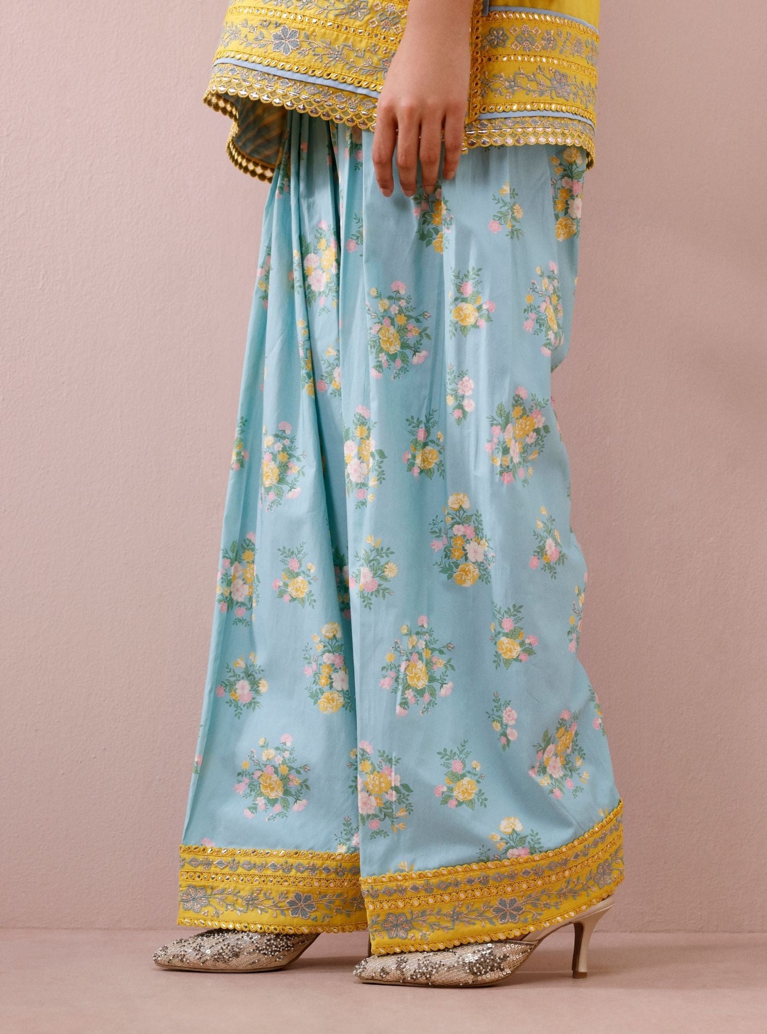 Sivi Supima Cotton Yellow Kurta with Farshi Salwar
