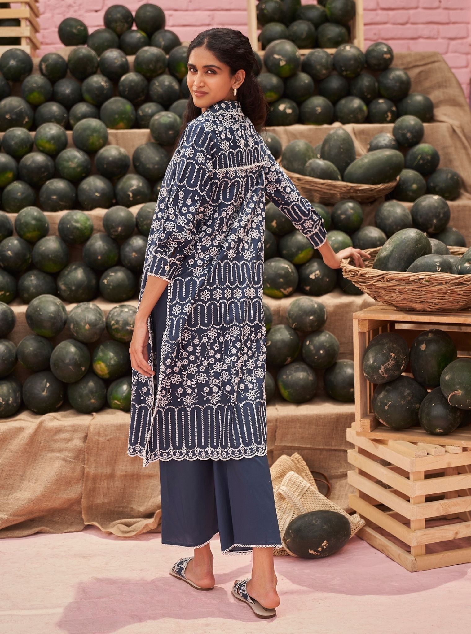 Mulmul Cotton Heli Navy Pant