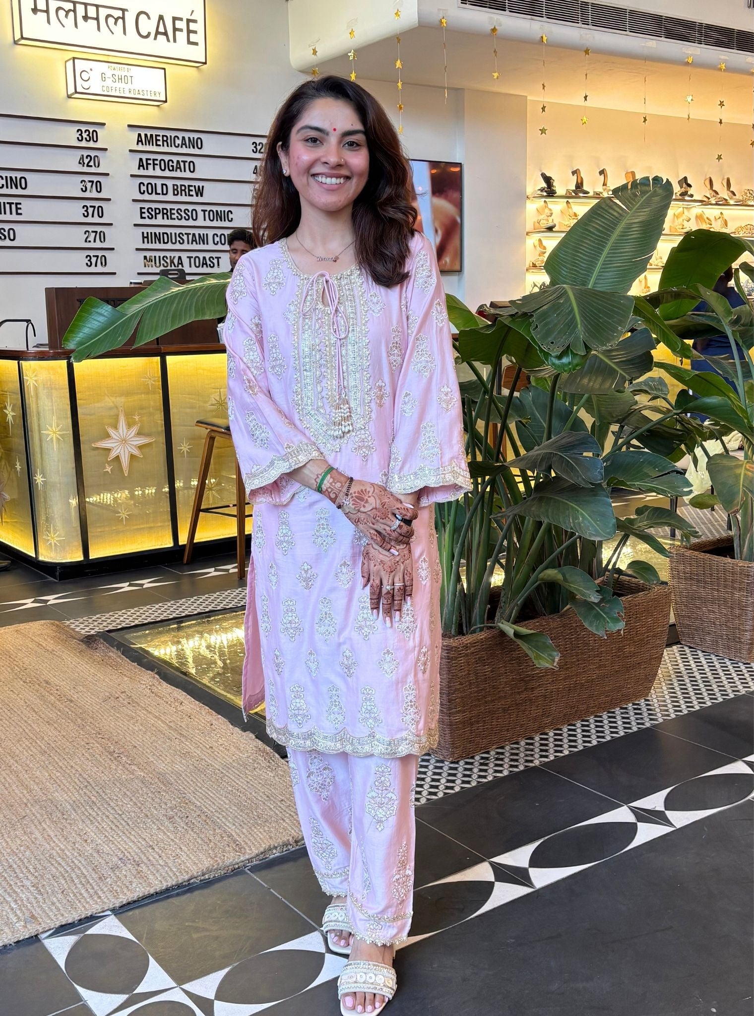 Intira Pima Satin Pink Kurta Set